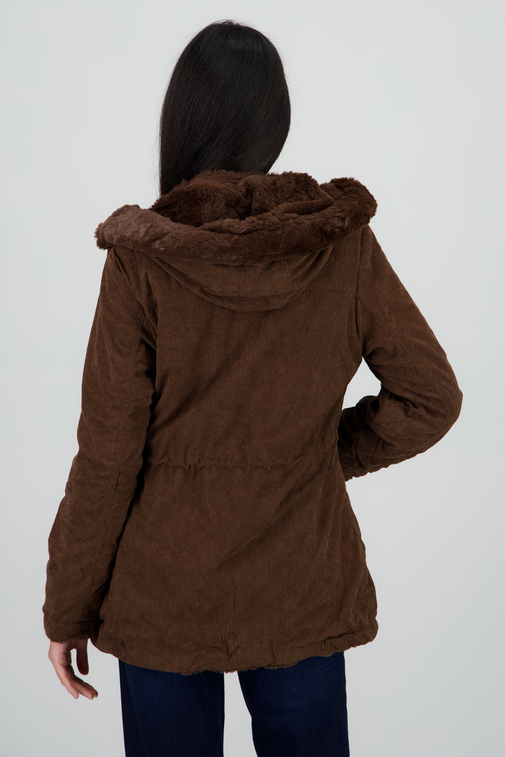 Gabardina doble vista con gorro CAFE