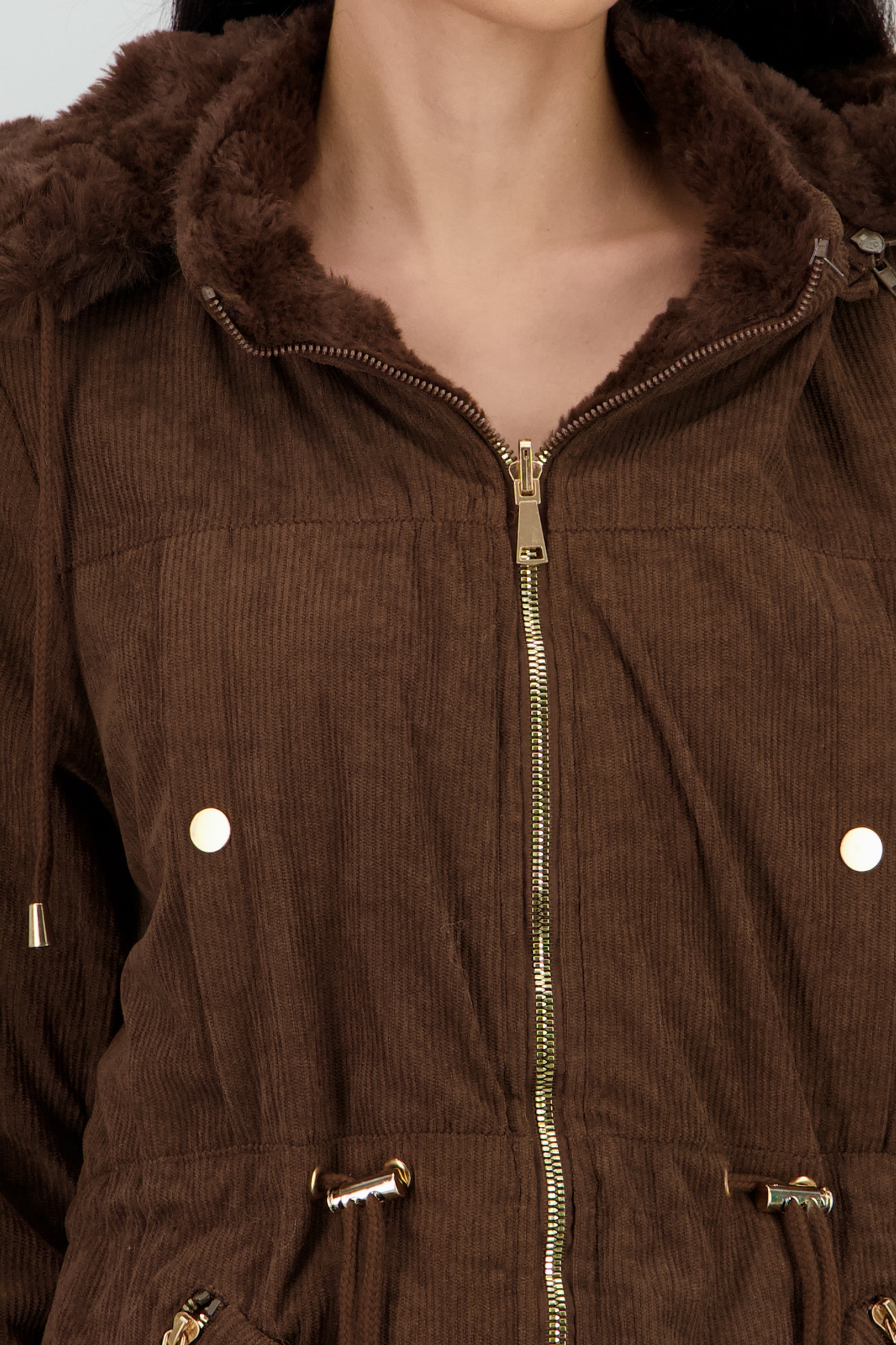 Gabardina doble vista con gorro CAFE