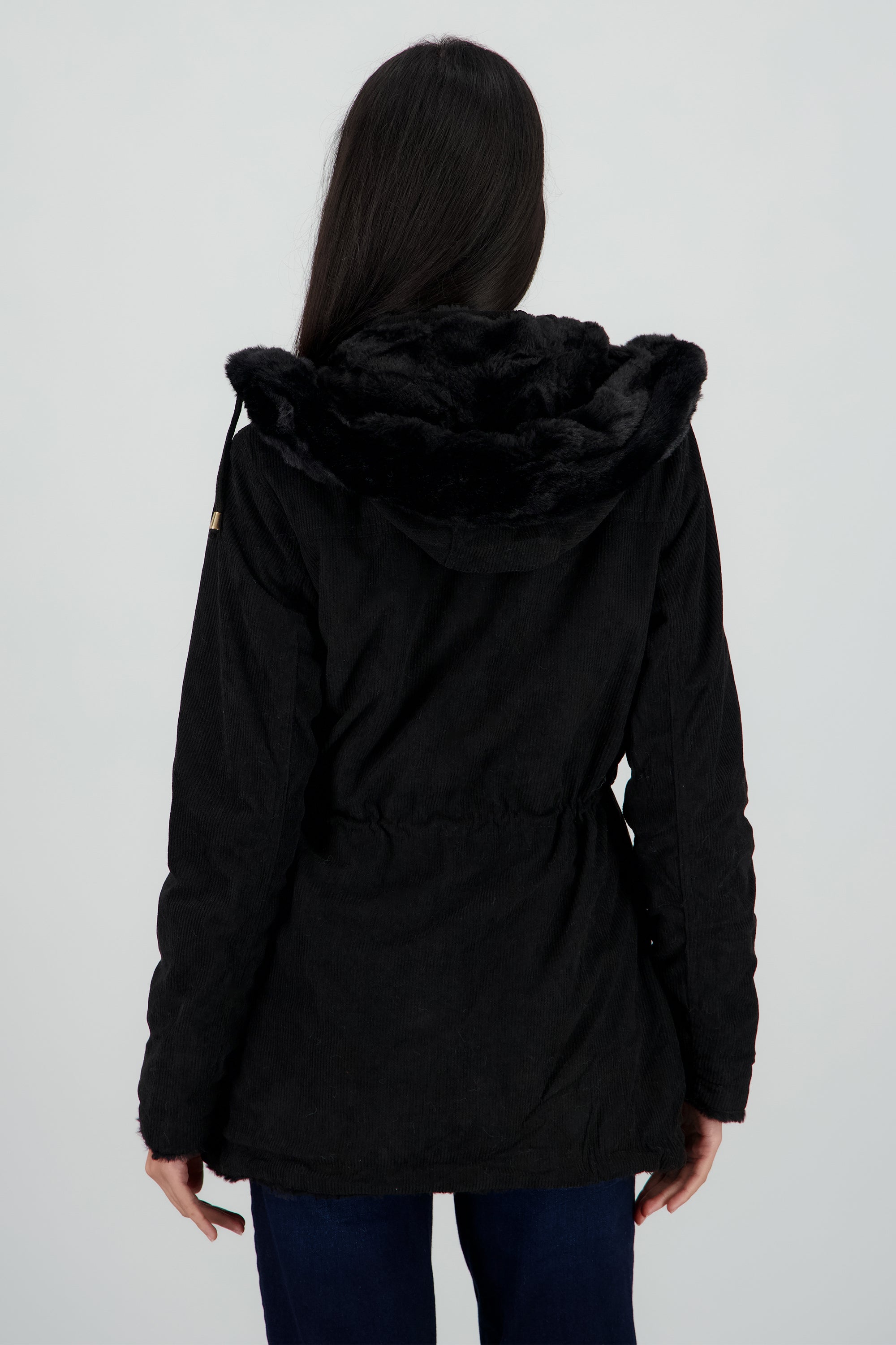Gabardina doble vista con gorro NEGRO