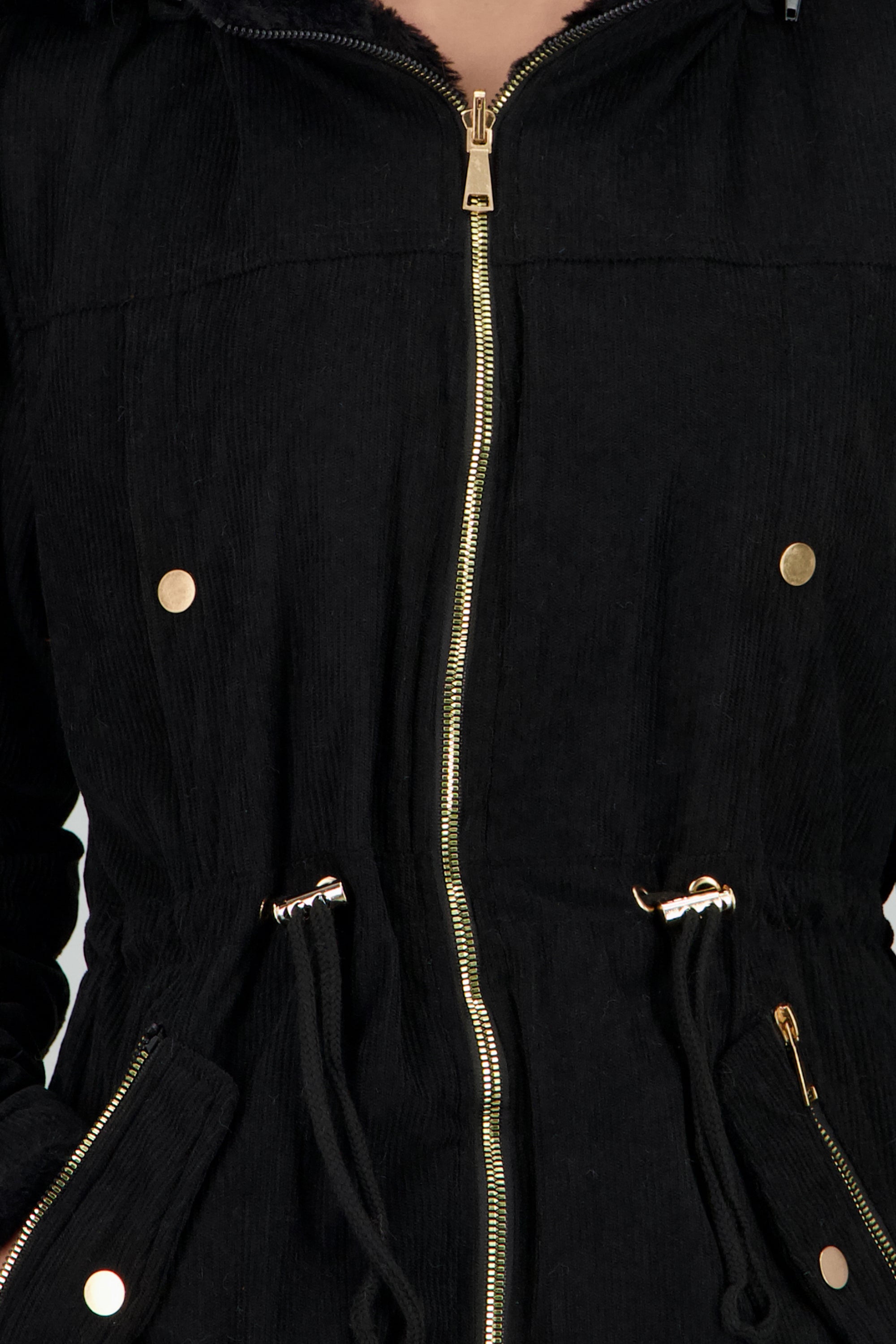 Gabardina doble vista con gorro NEGRO