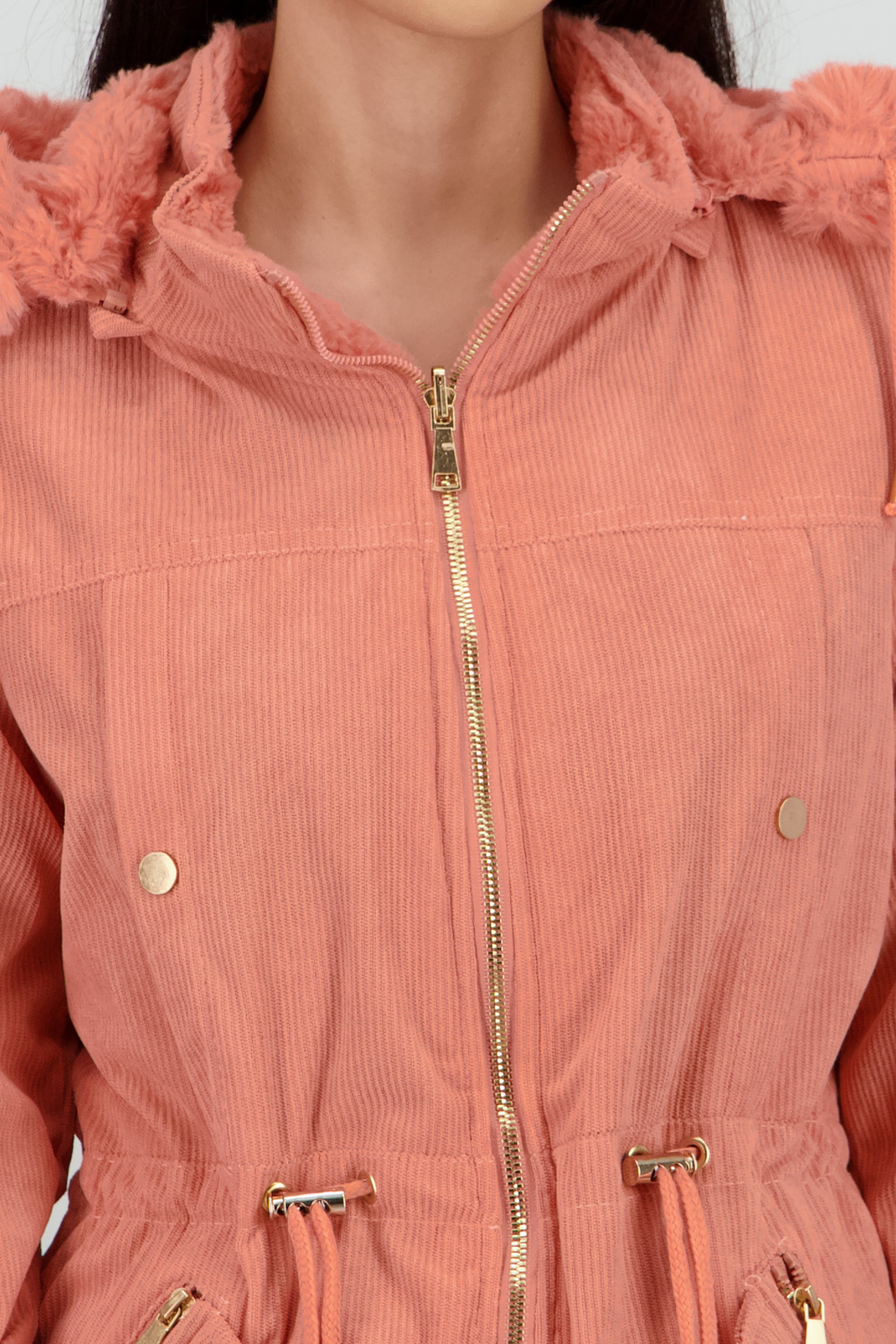 Gabardina doble vista con gorro ROSA
