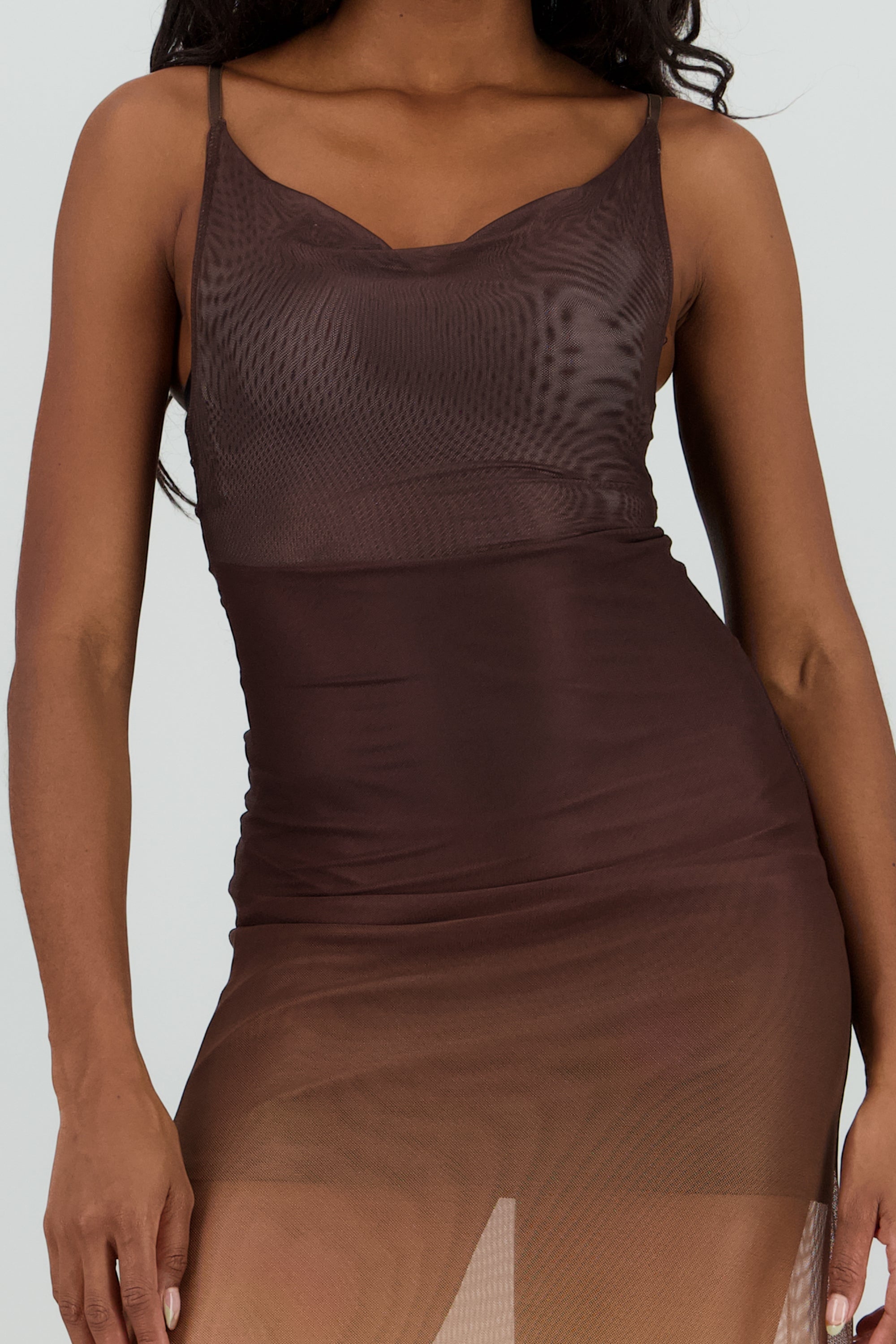 Vestido midi de mesh degradado CAFE COMBO