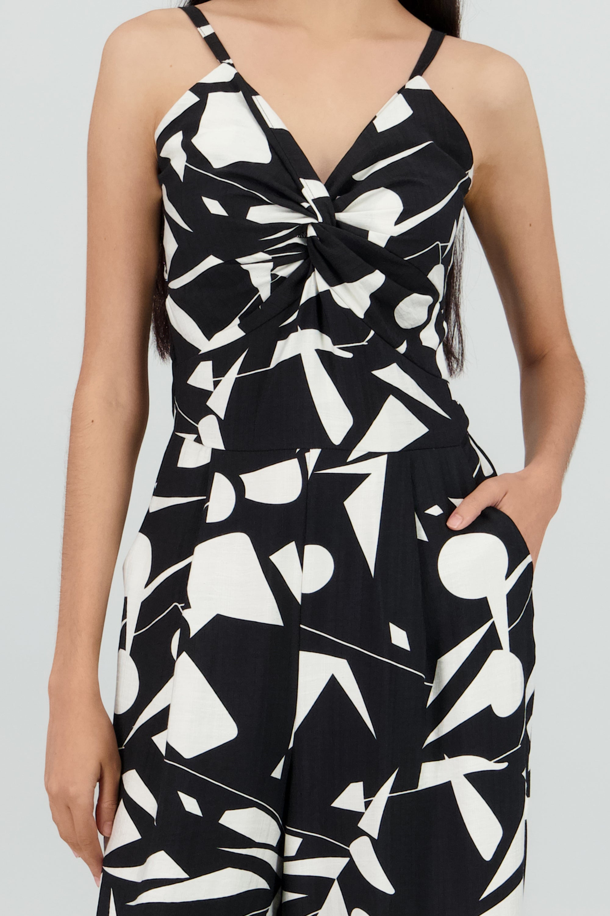 Jumpsuit de tirantes estampado geometrico rayas BLANCO COMBO