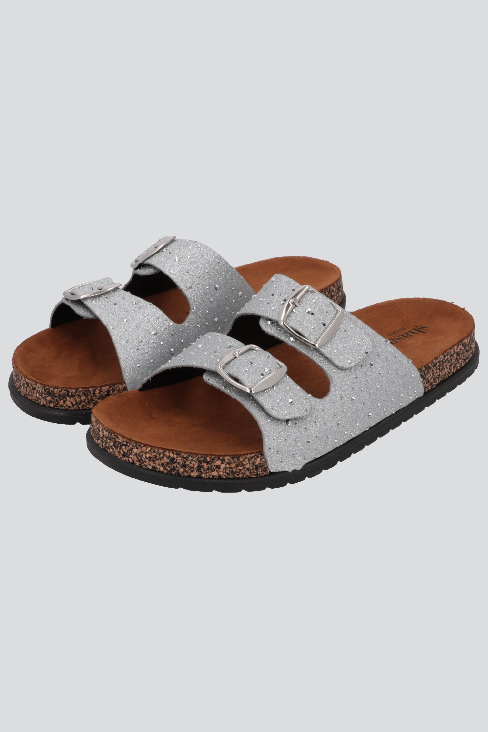 Sandalias dos tiras glitter PLATA