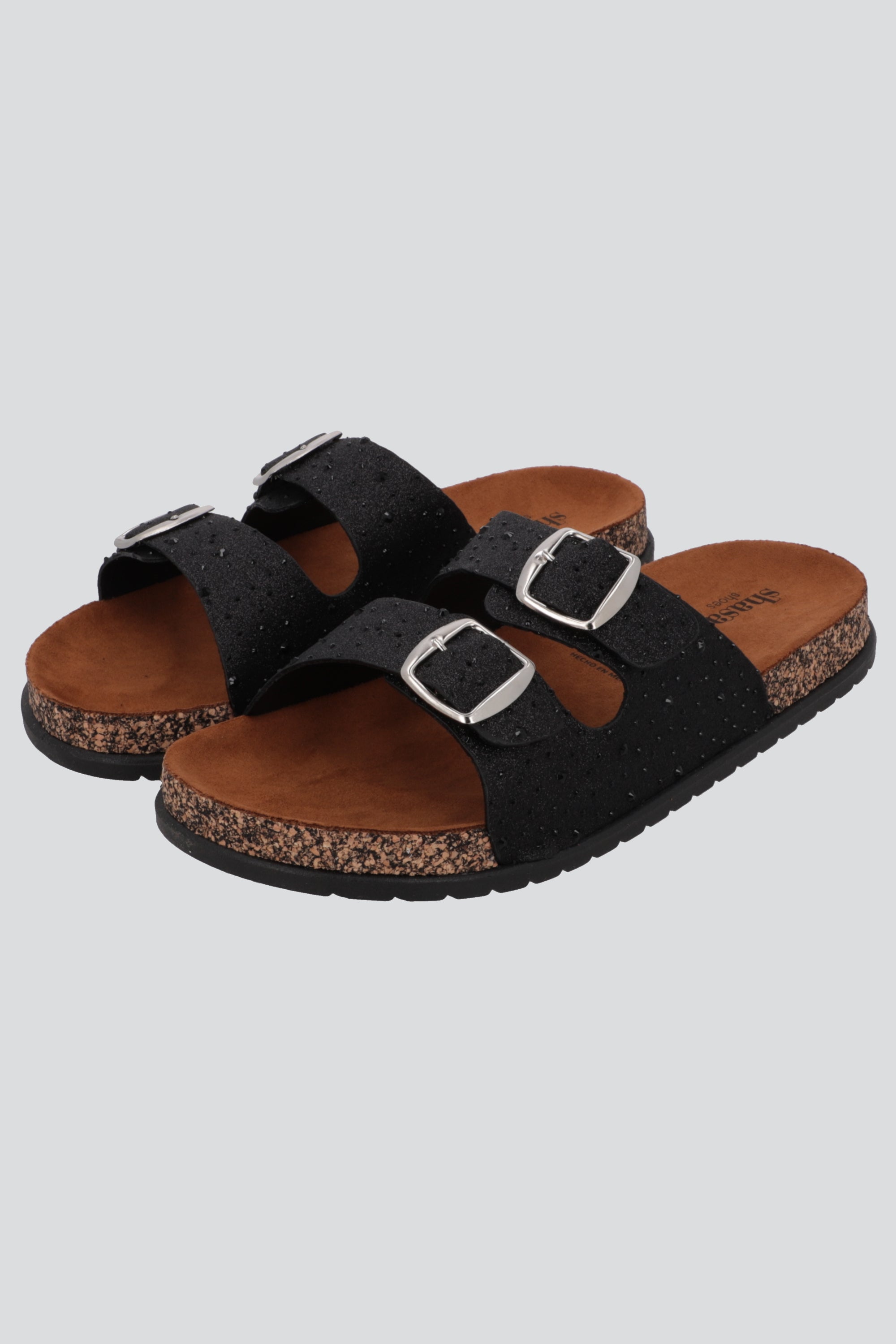 Sandalias dos tiras glitter NEGRO