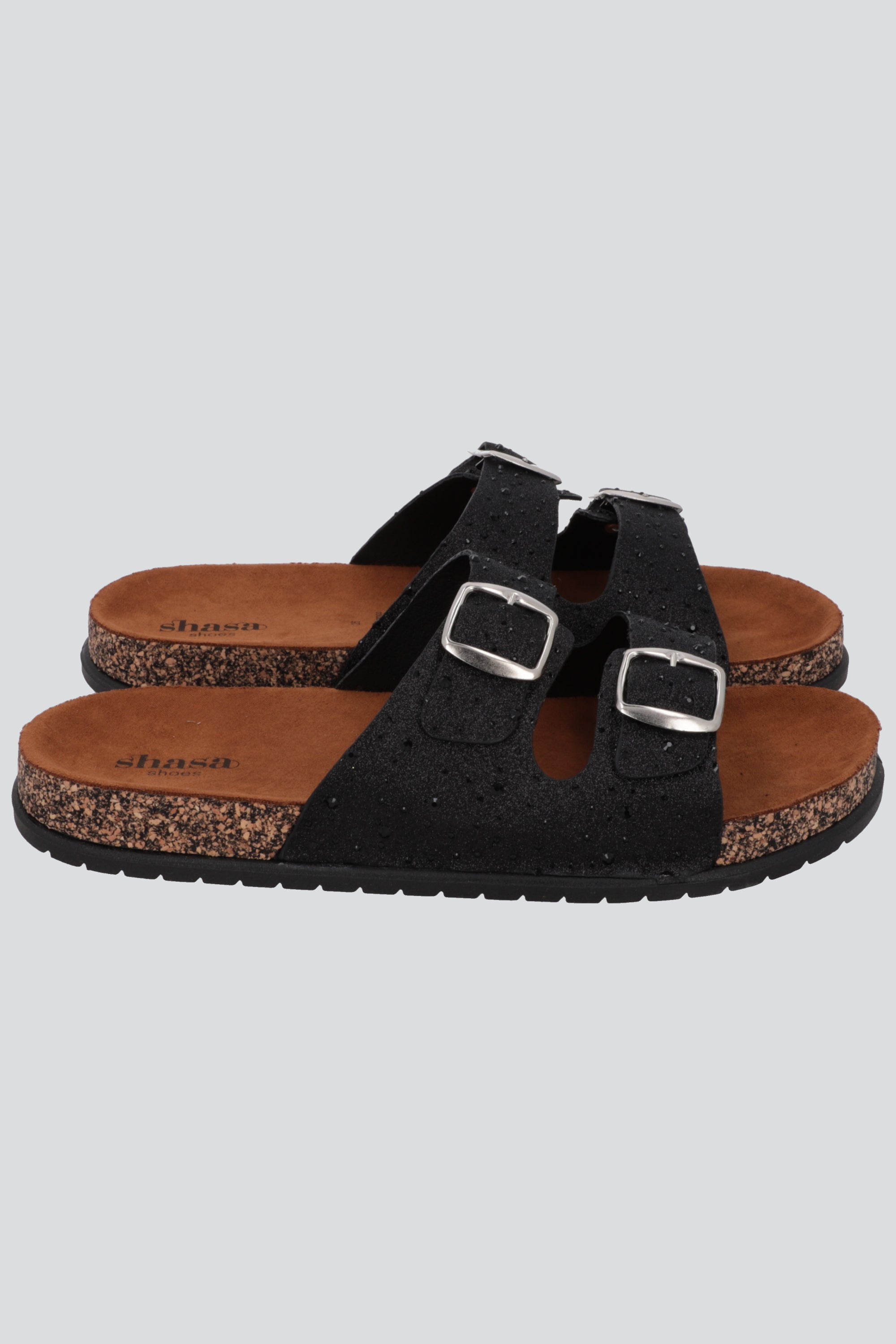 Sandalias dos tiras glitter NEGRO
