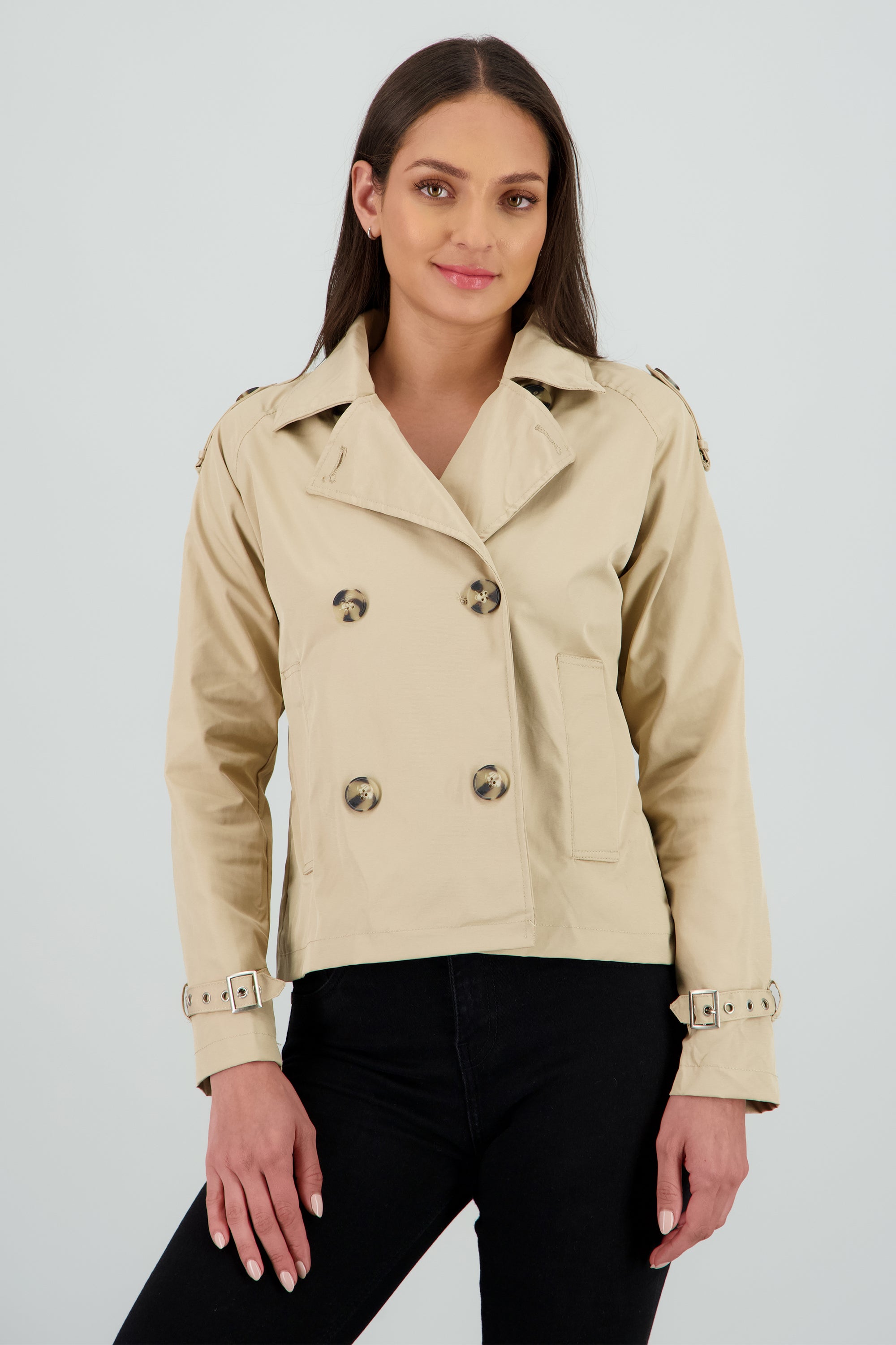 Gabardina mini con botones BEIGE