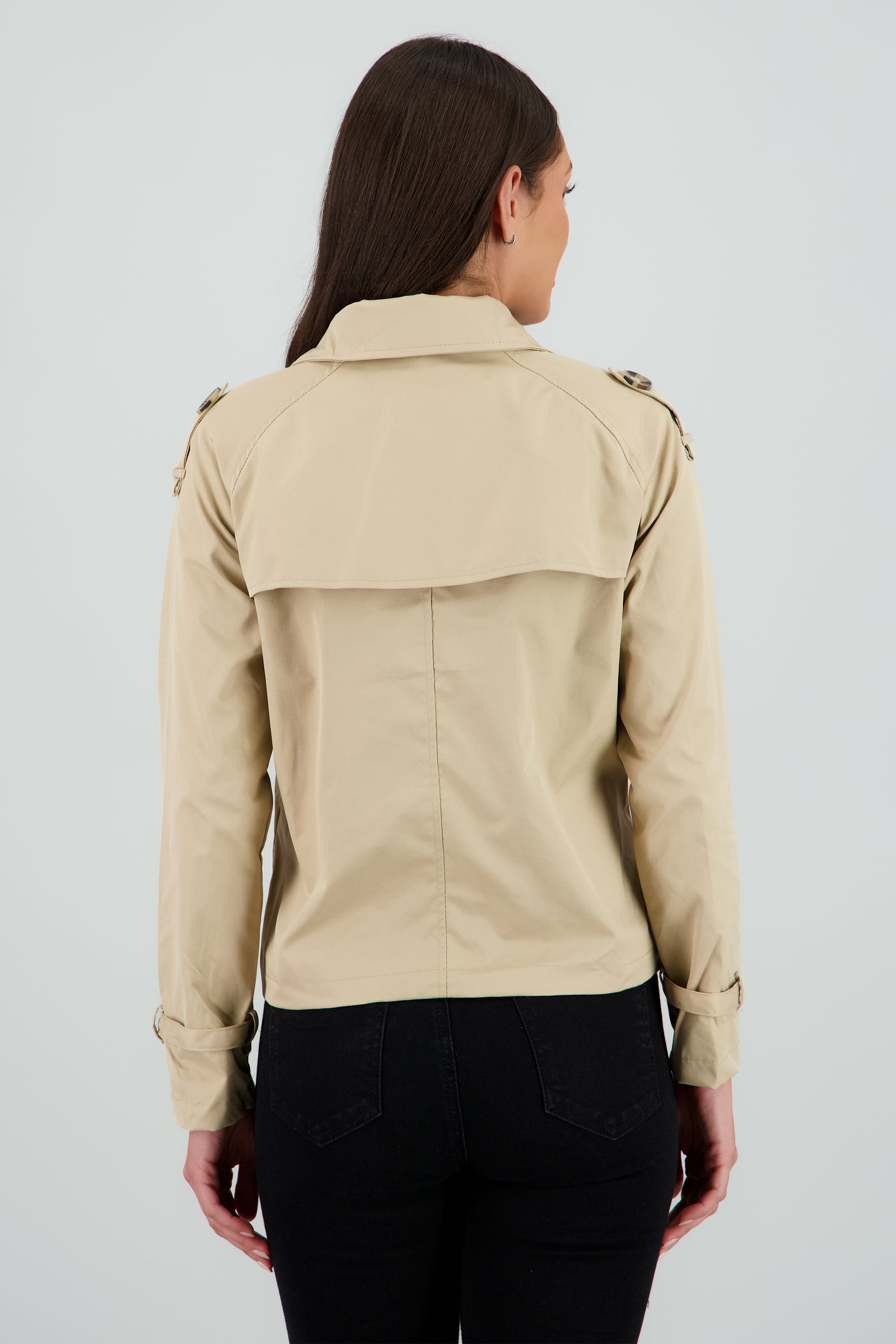 Gabardina mini con botones BEIGE