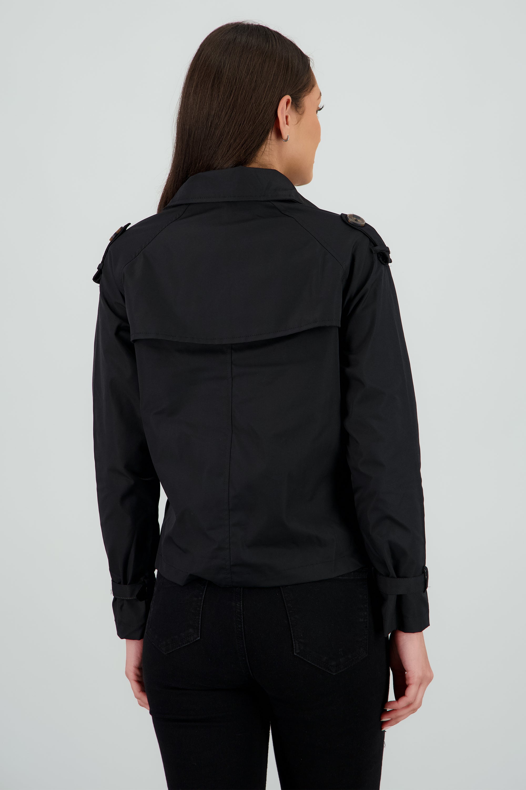 Gabardina mini con botones NEGRO