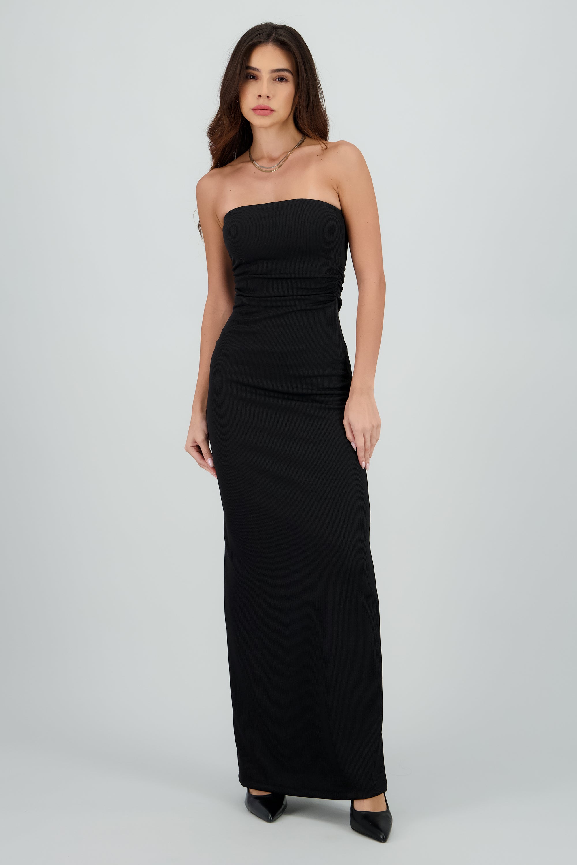 Vestido maxi tubo rib NEGRO