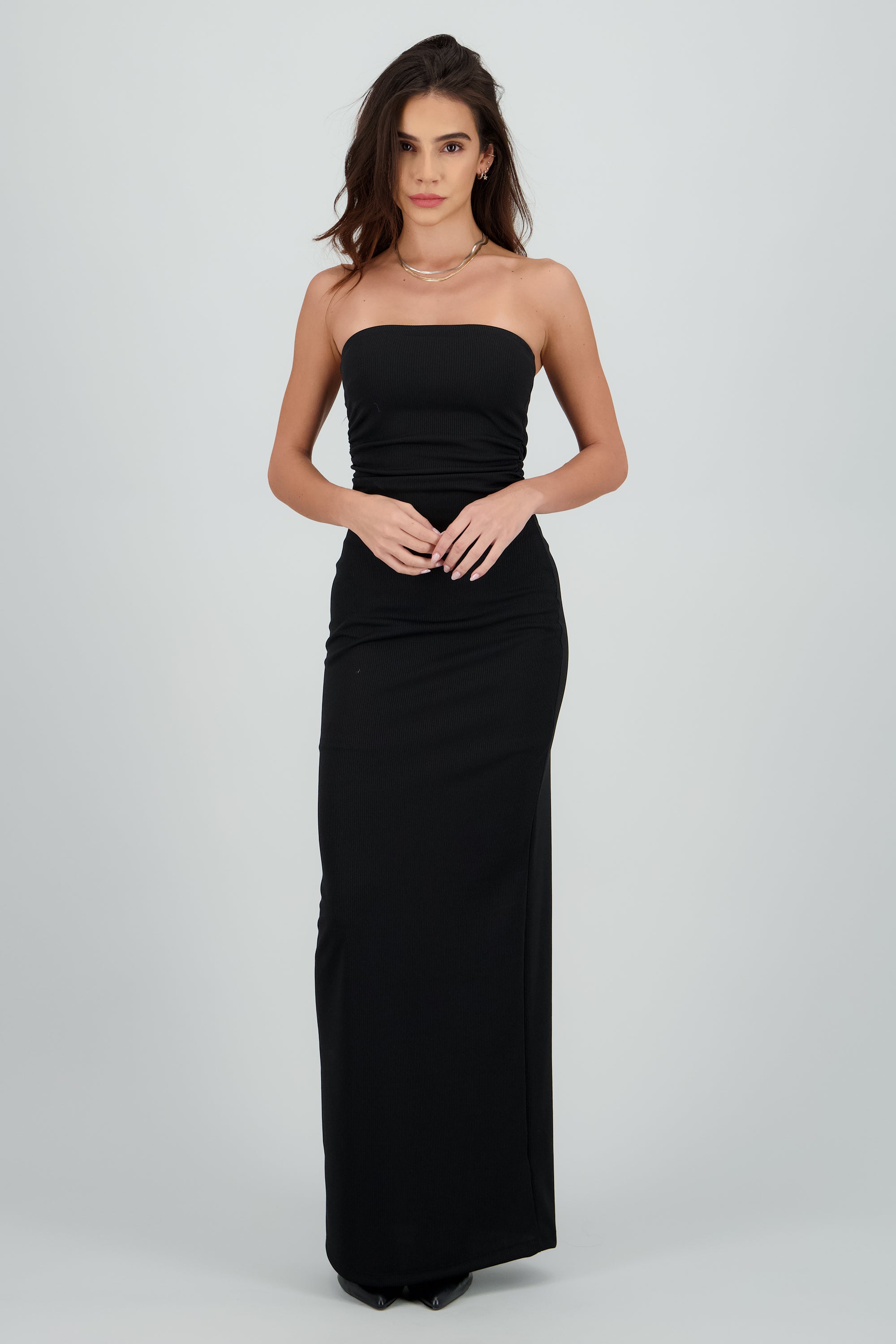 Vestido maxi tubo rib NEGRO