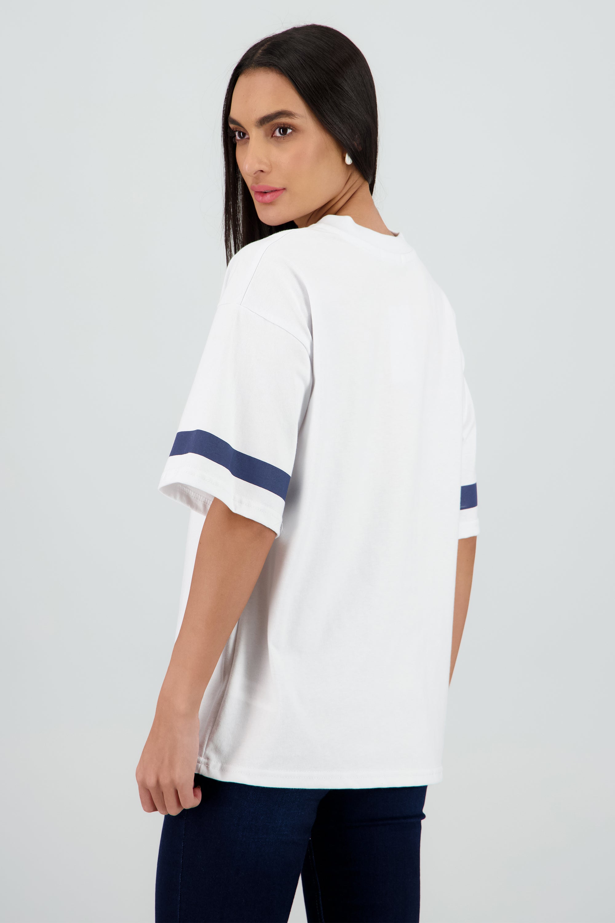 Playera oversized estampado los angeles BLANCO