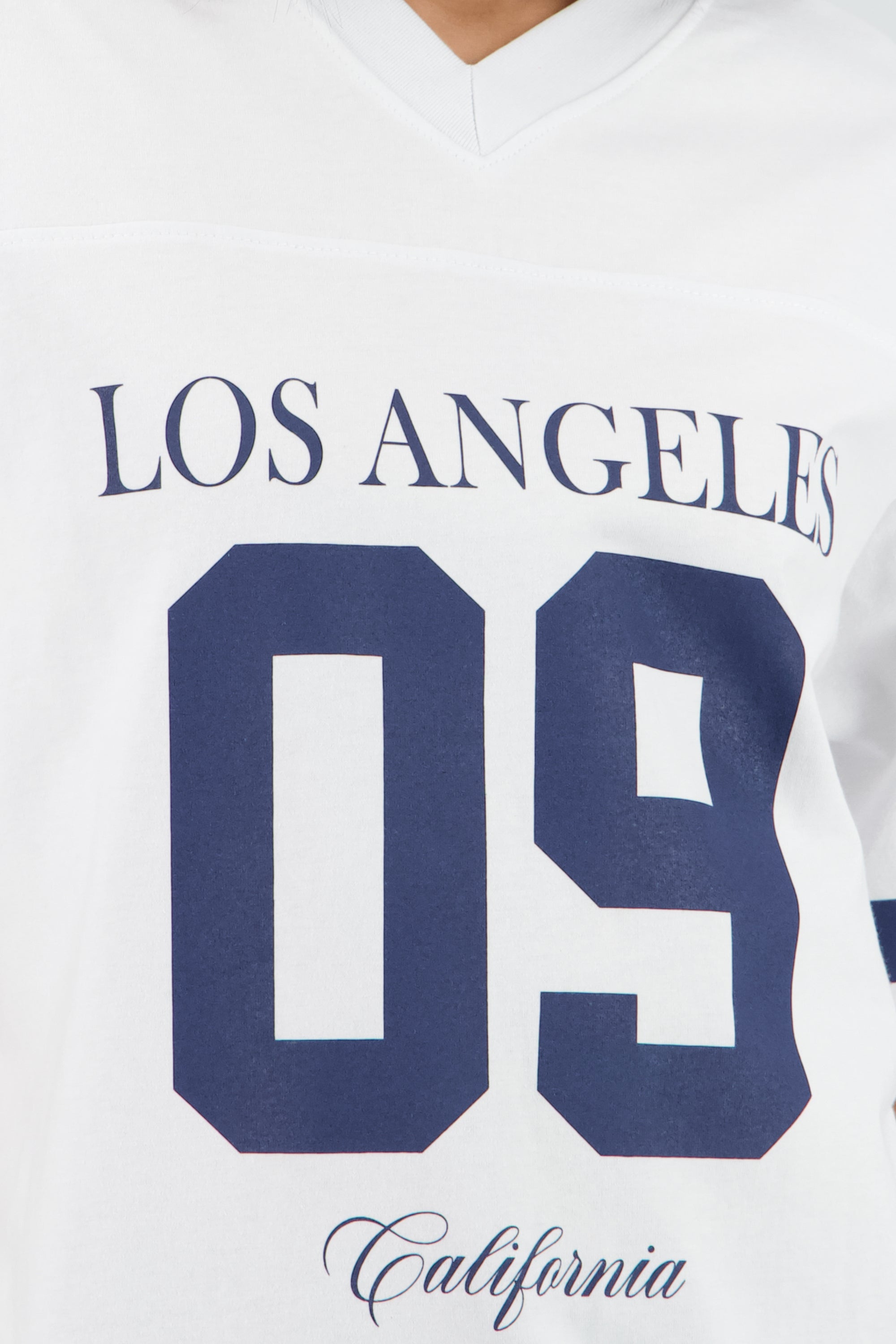 Playera oversized estampado los angeles BLANCO
