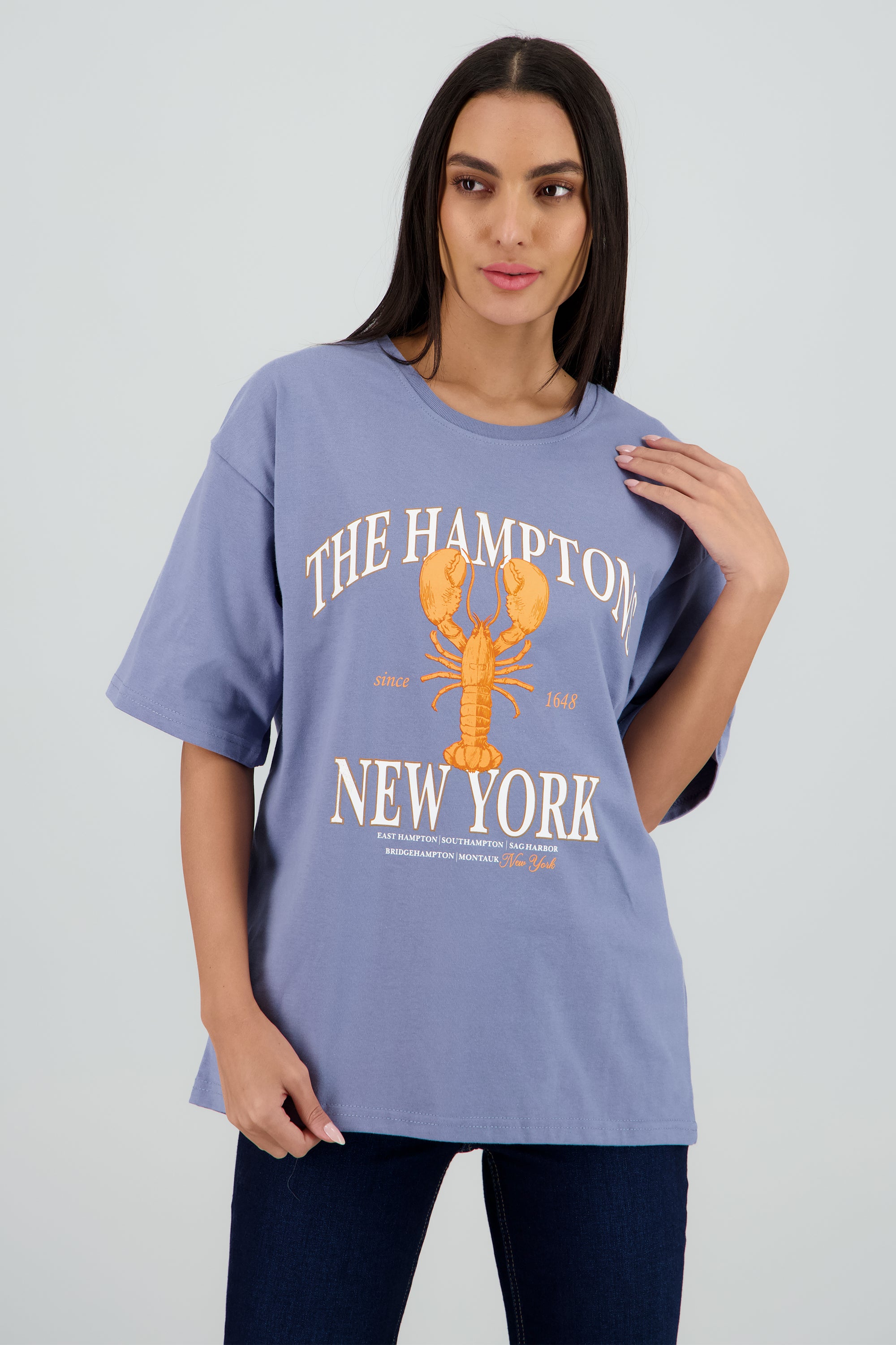 Playera estampado langosta new york AZUL