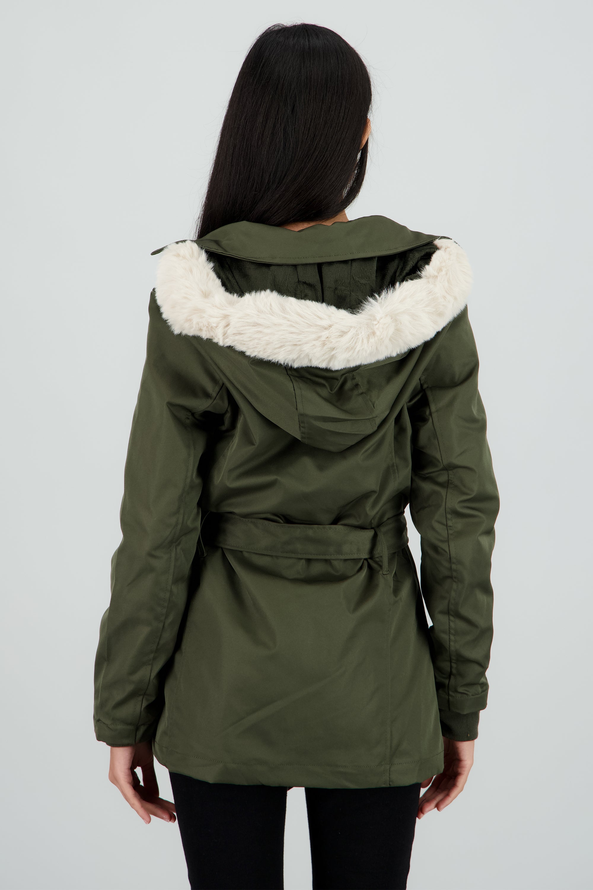 Gabardina con botones det peluche OLIVO