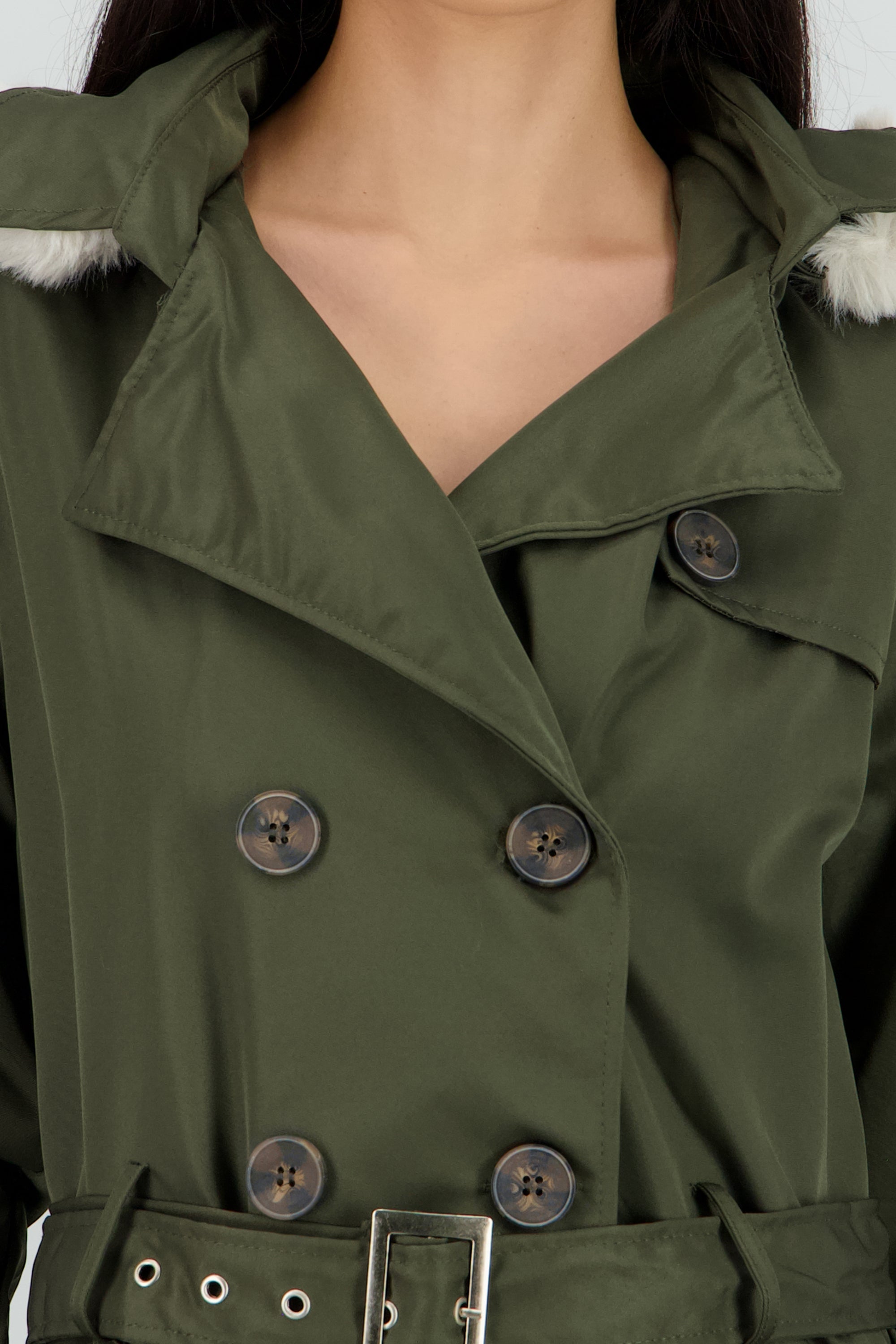 Gabardina con botones det peluche OLIVO