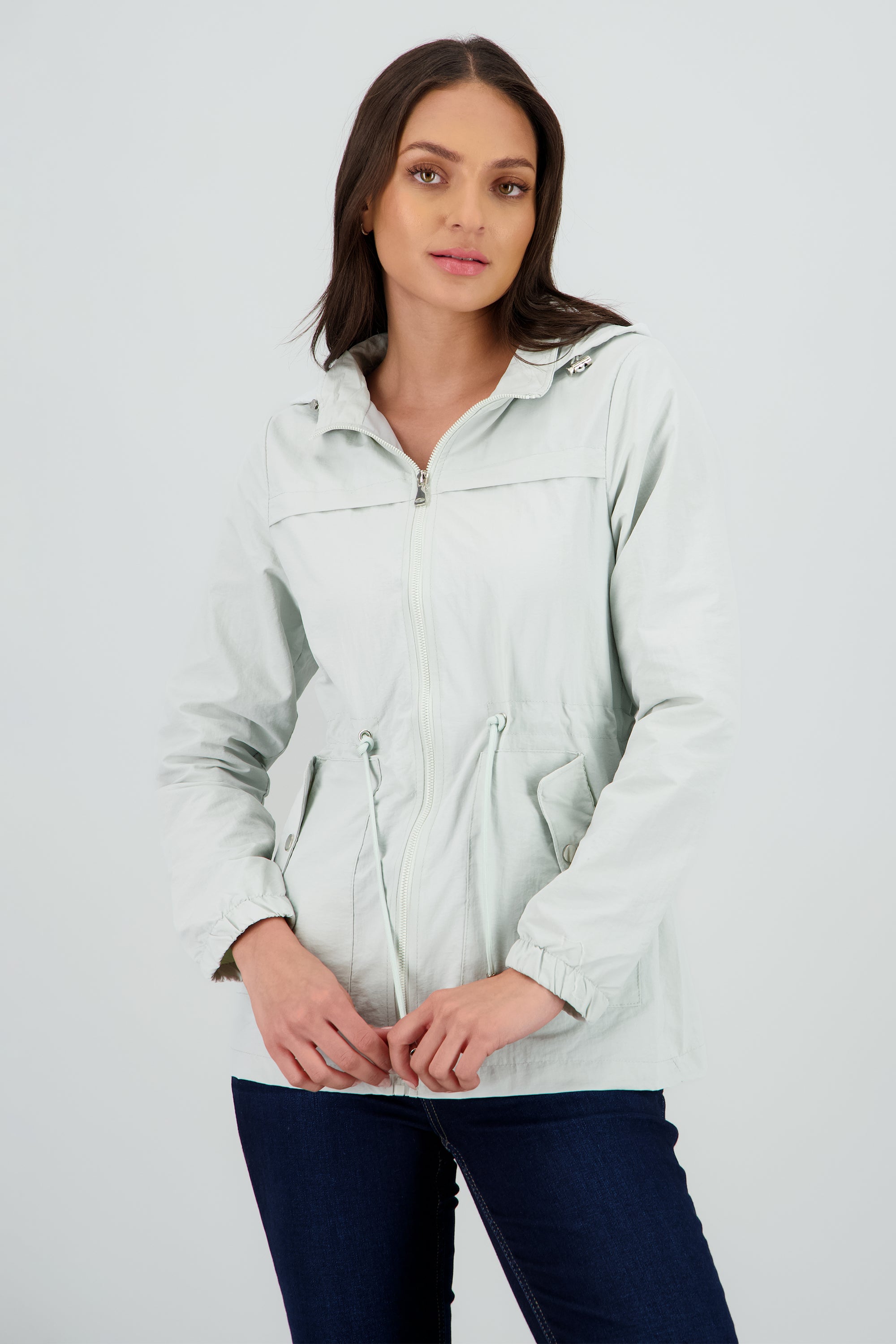 Gabardina con gorro det jareta AZUL CIELO