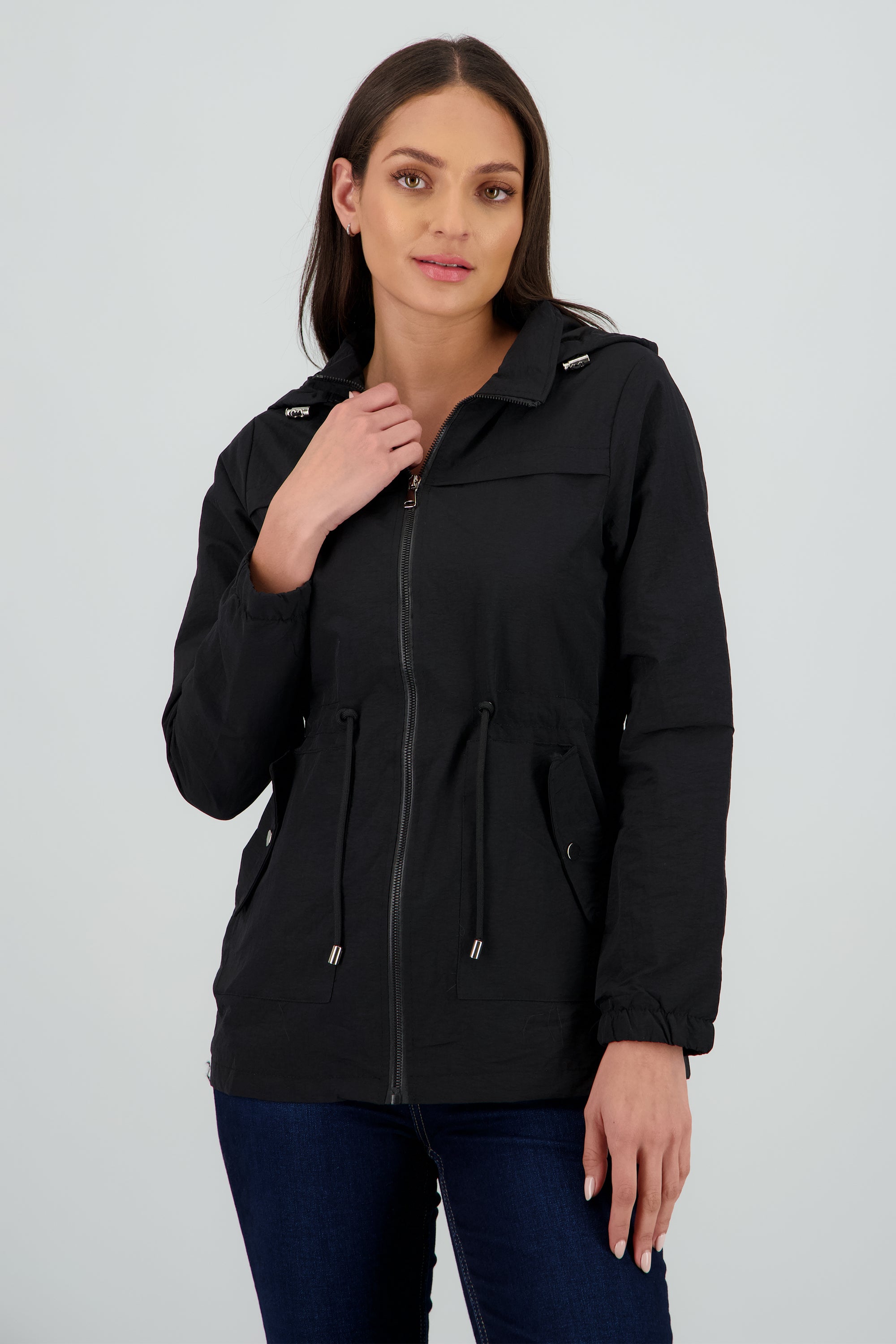 Gabardina con gorro det jareta NEGRO