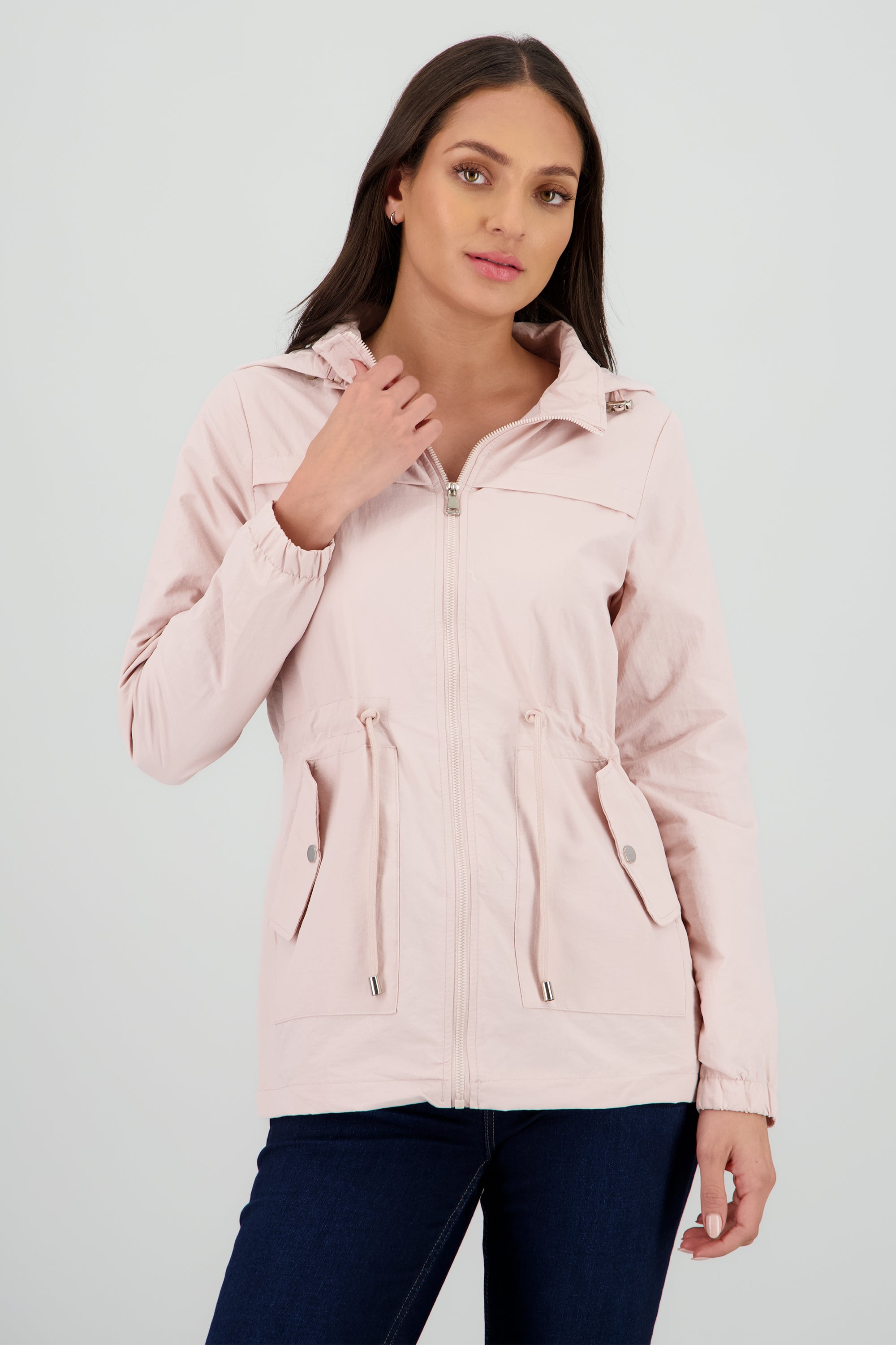 Gabardina con gorro det jareta PALO DE ROSA