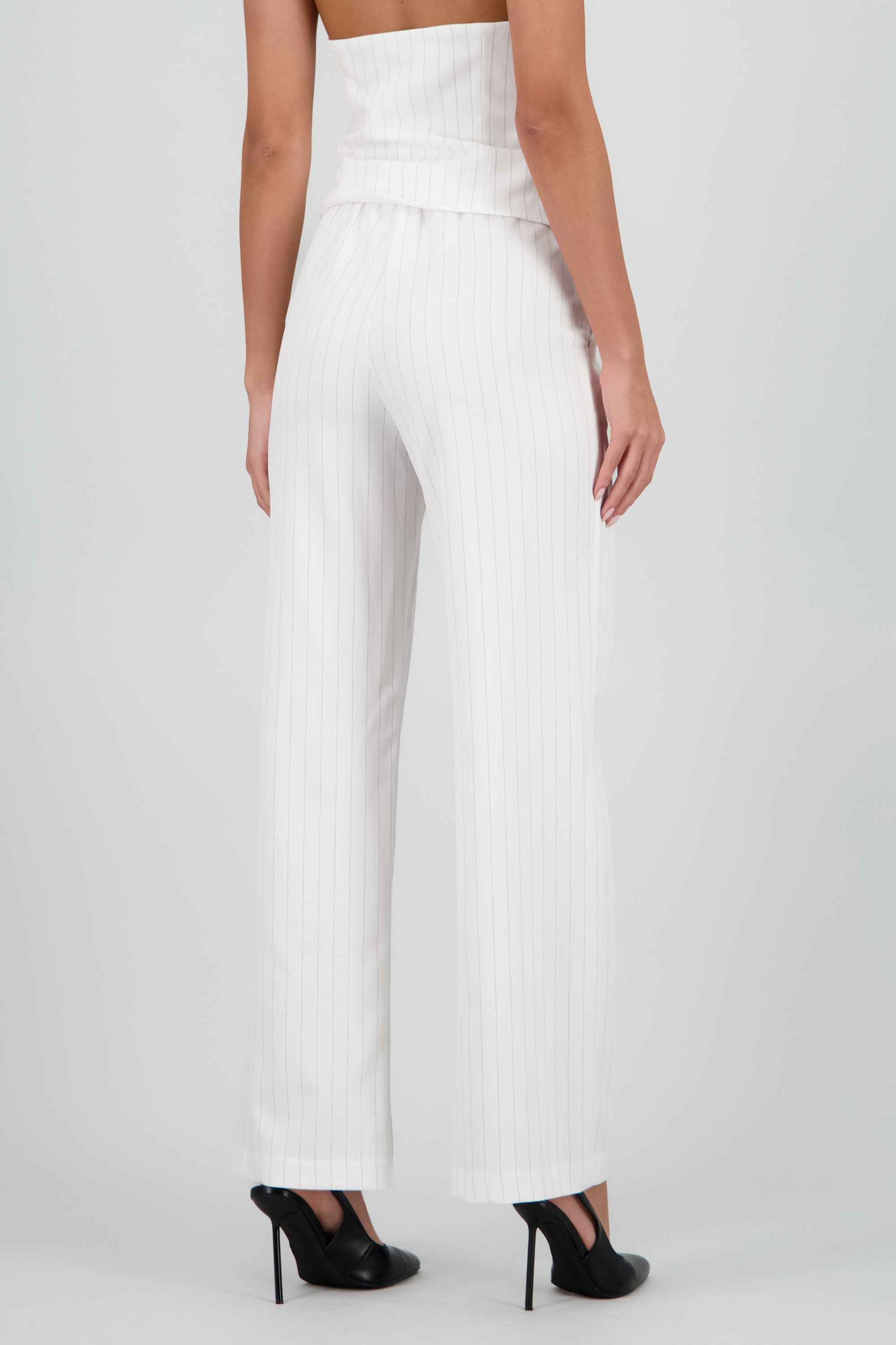 Pantalon recto sastreado detalle boton BLANCO COMBO