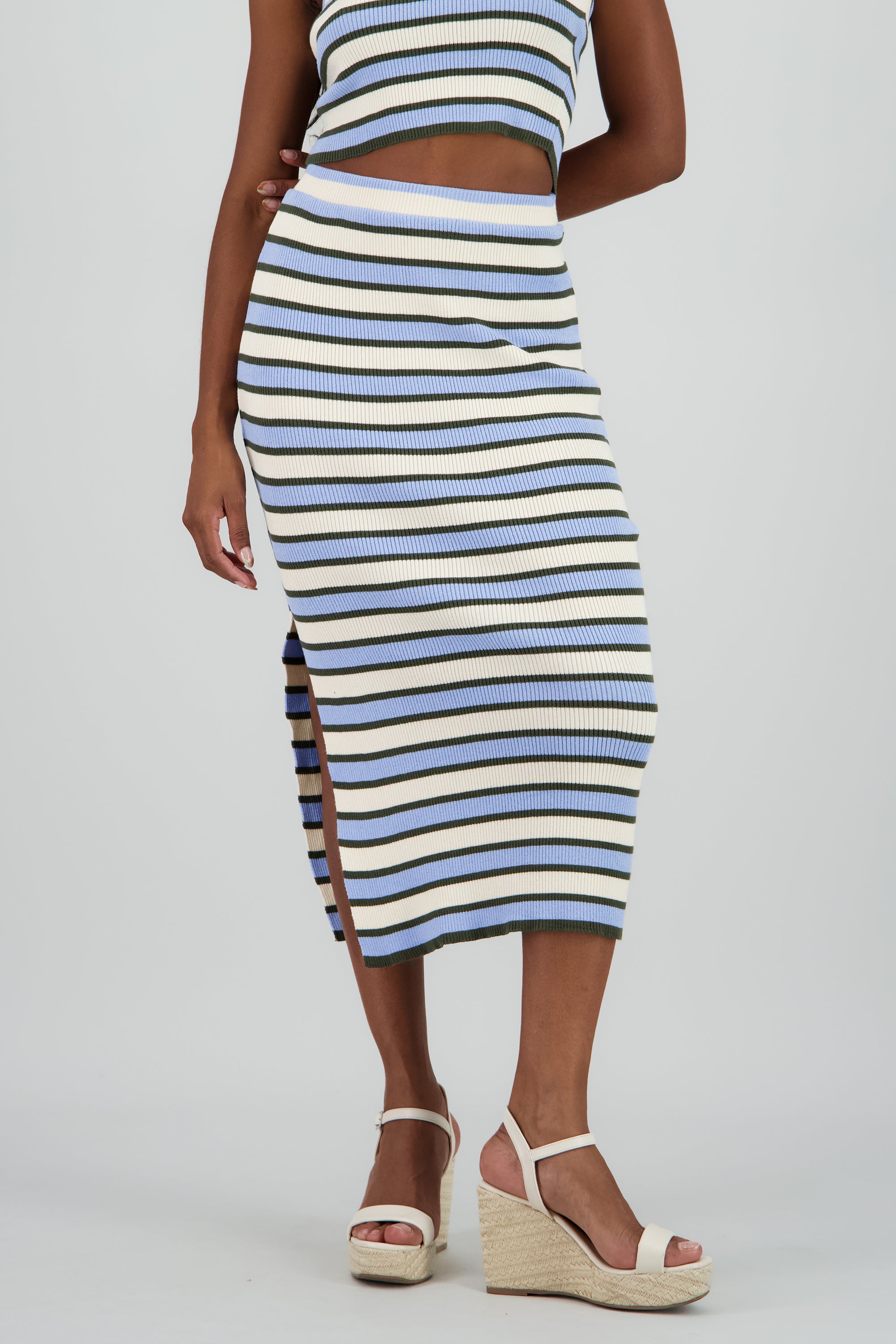Falda midi rayas AZUL COMBO