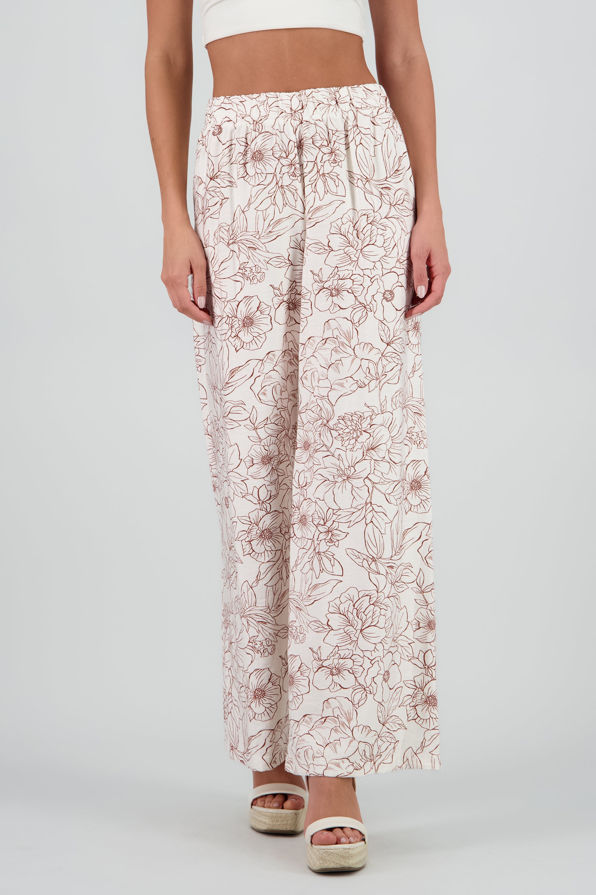 Pantalones amplio estampado flores CAFE COMBO
