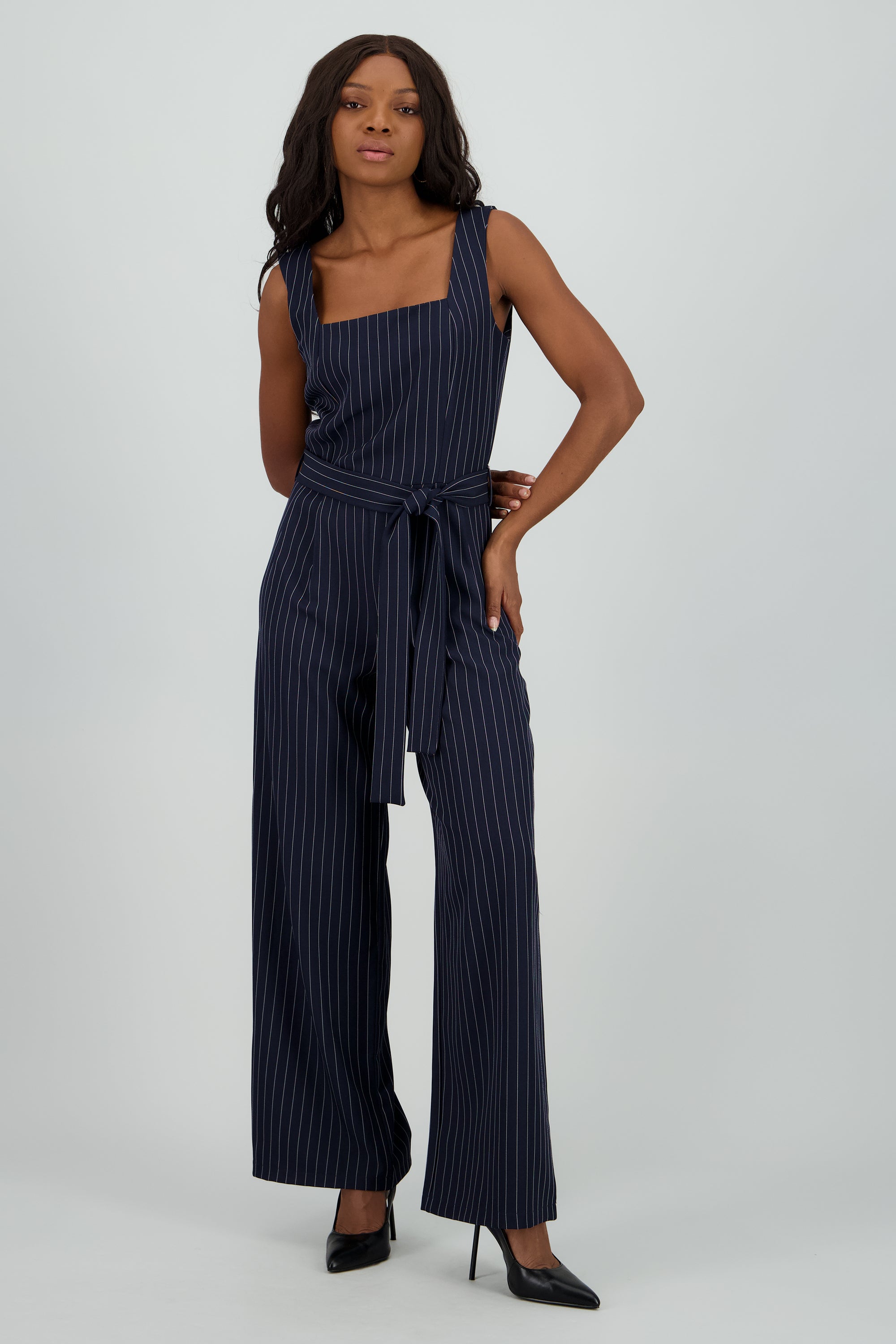 Jumpsuit escote cuadrado estampado rayas MARINO COMBO