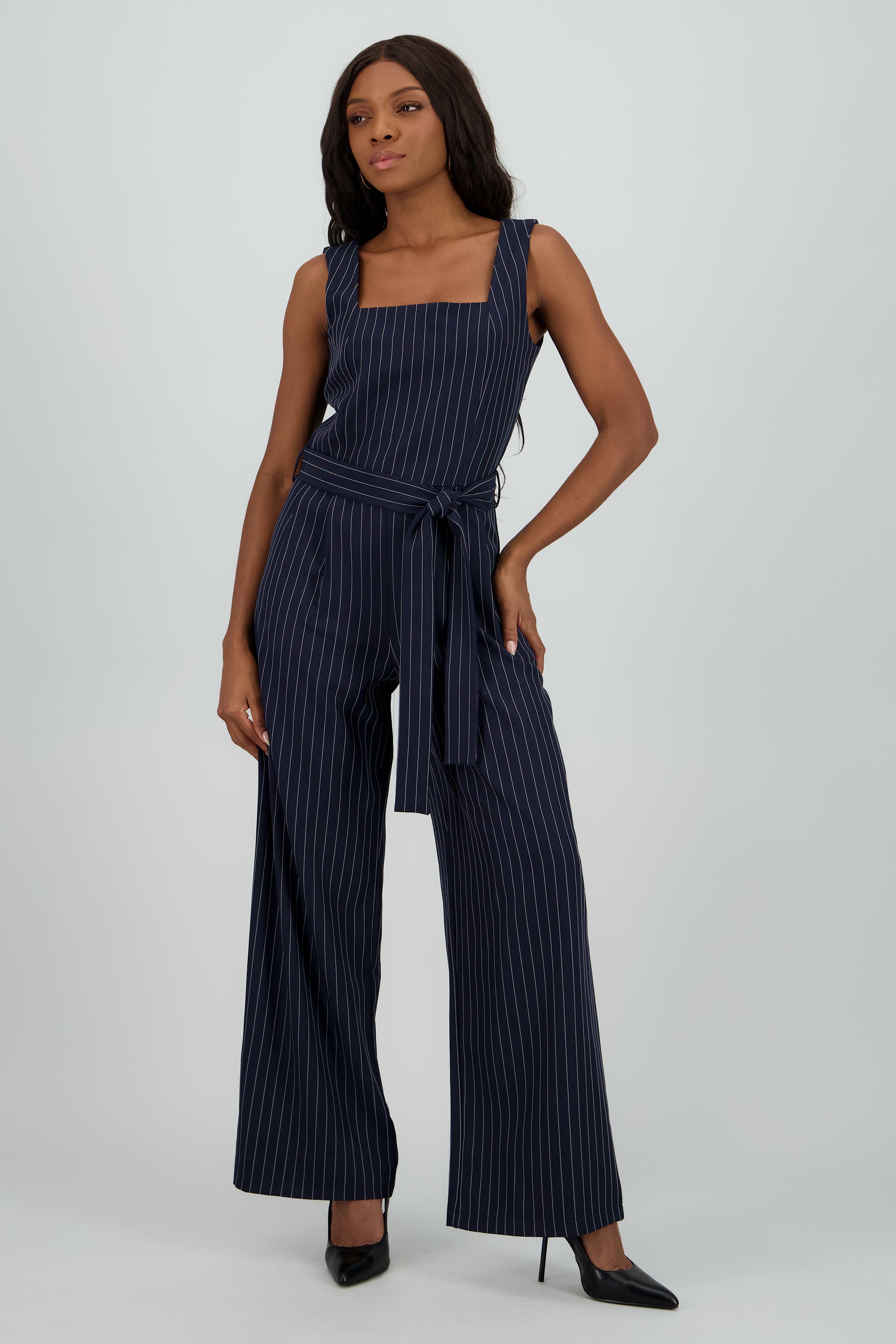 Jumpsuit escote cuadrado estampado rayas MARINO COMBO