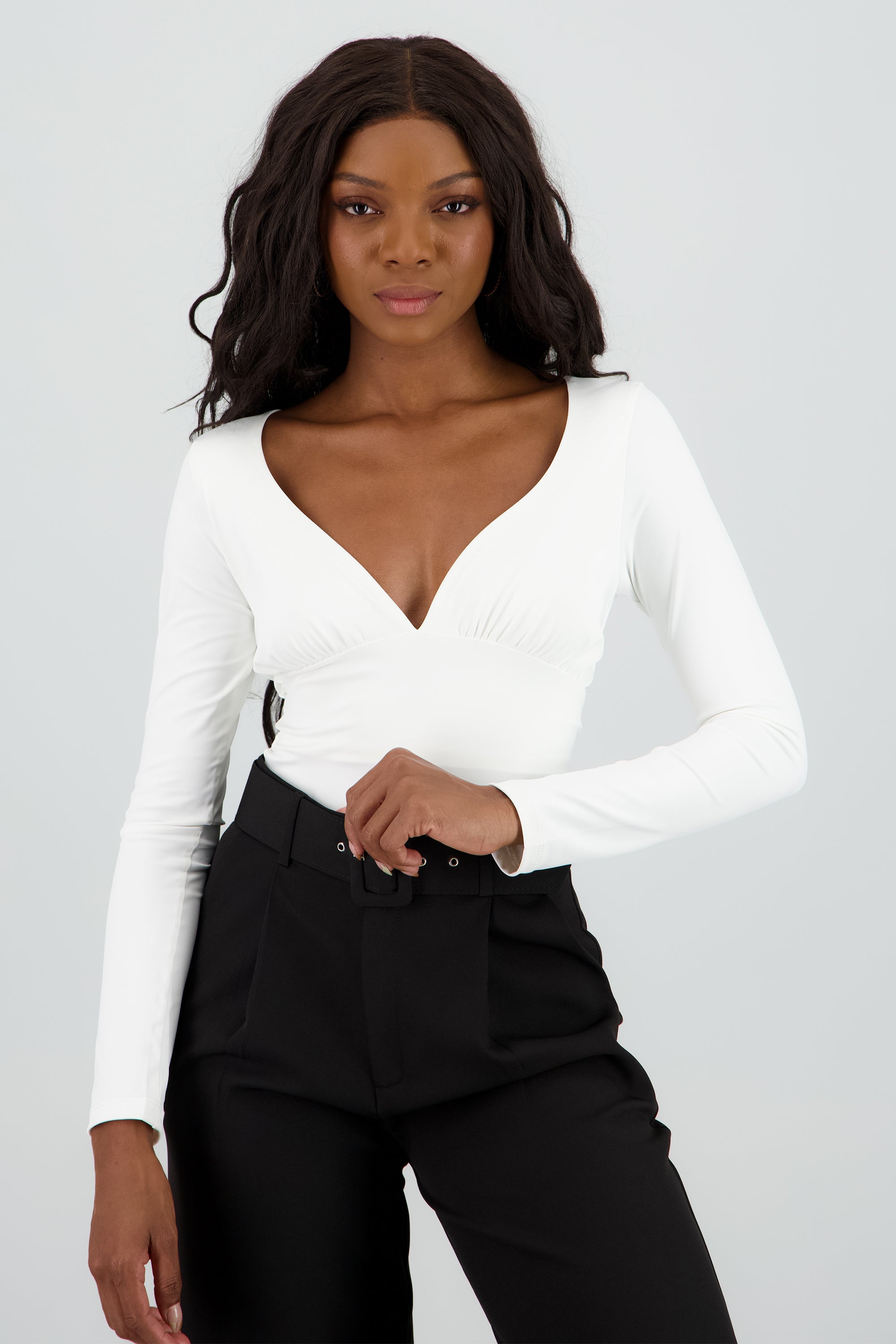 Body suit manga larga escote corazón BLANCO