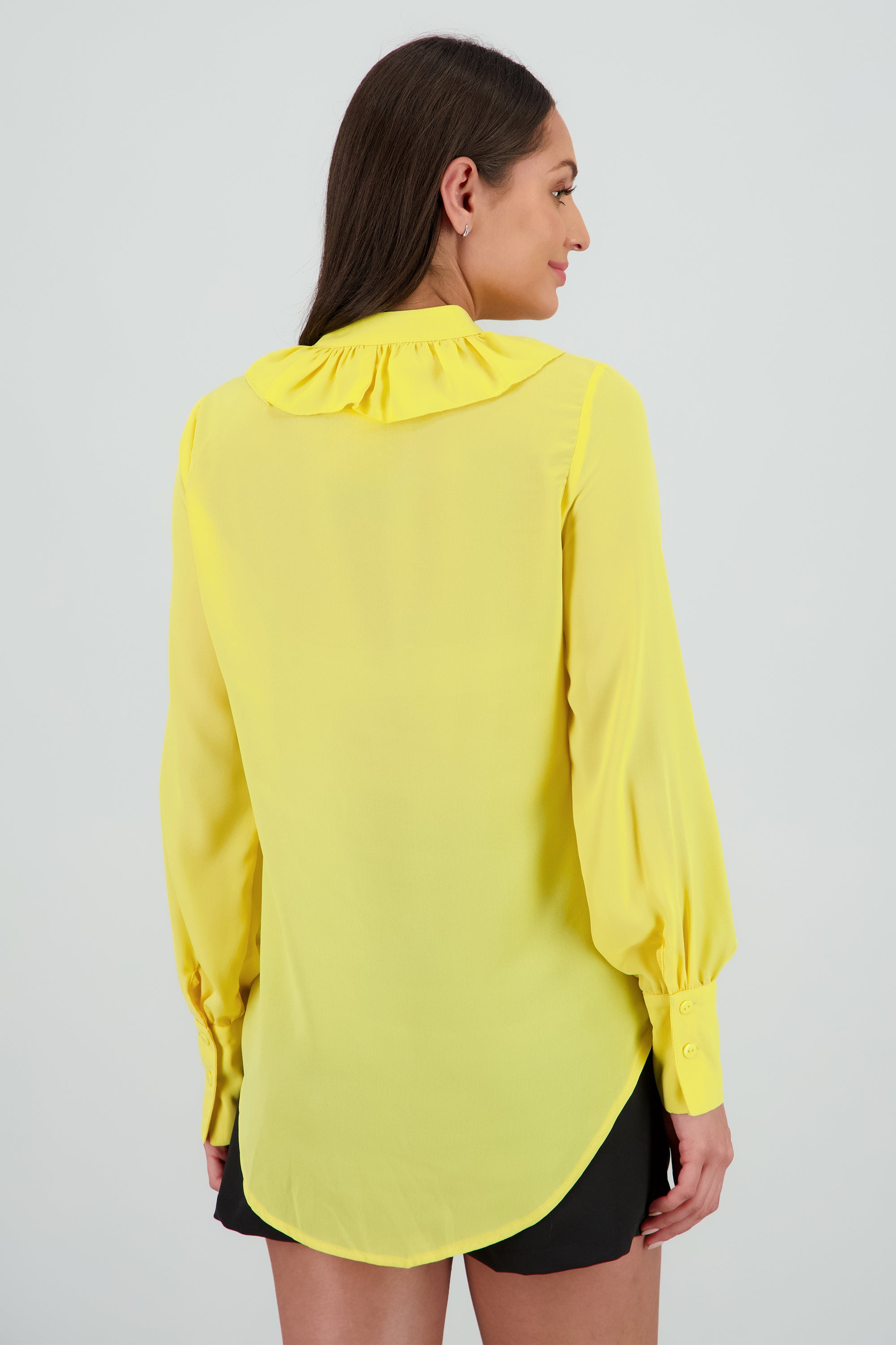 Blusa manga larga boho escote en v AMARILLO PASTEL