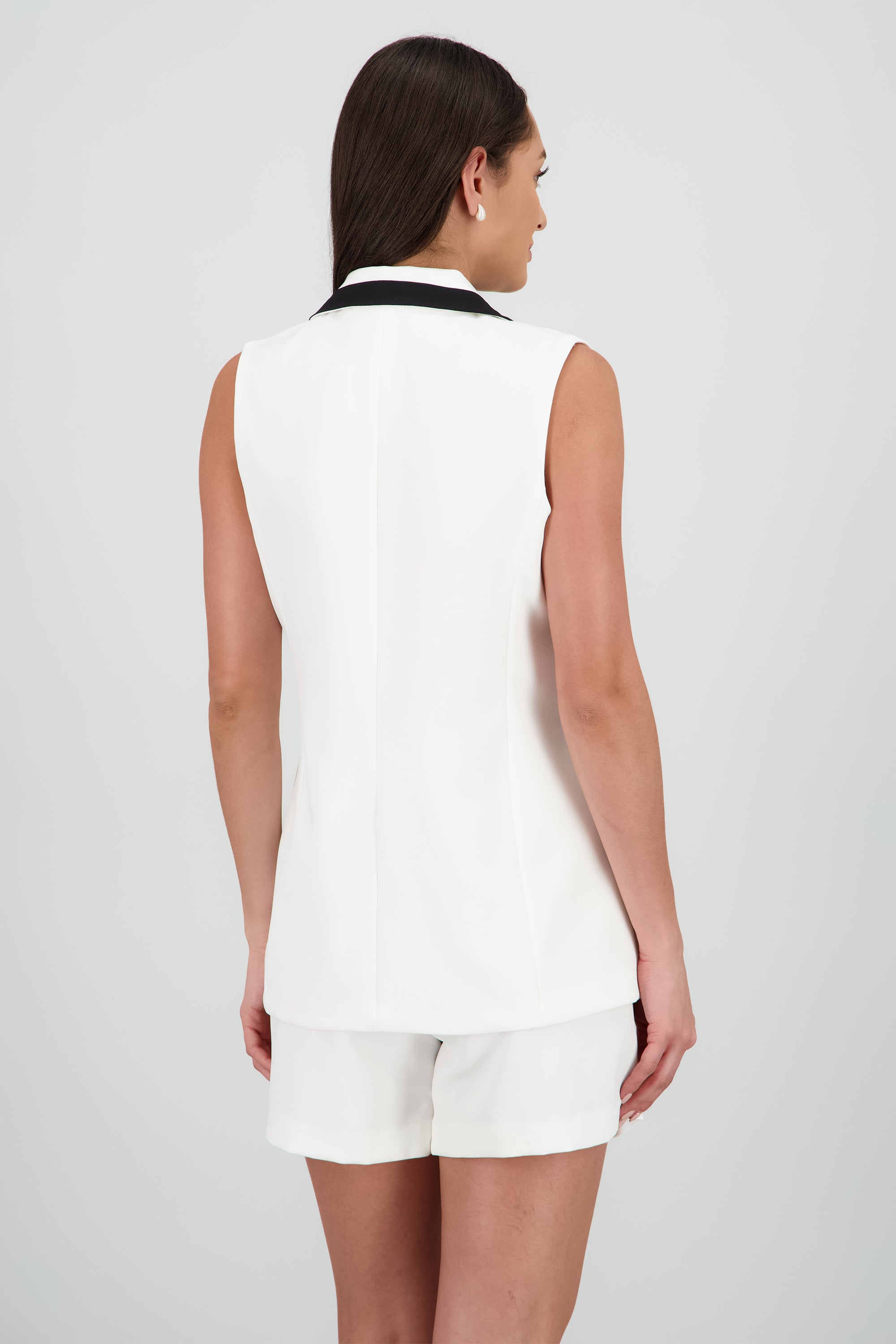 Chaleco oversized detalles en contraste BLANCO COMBO