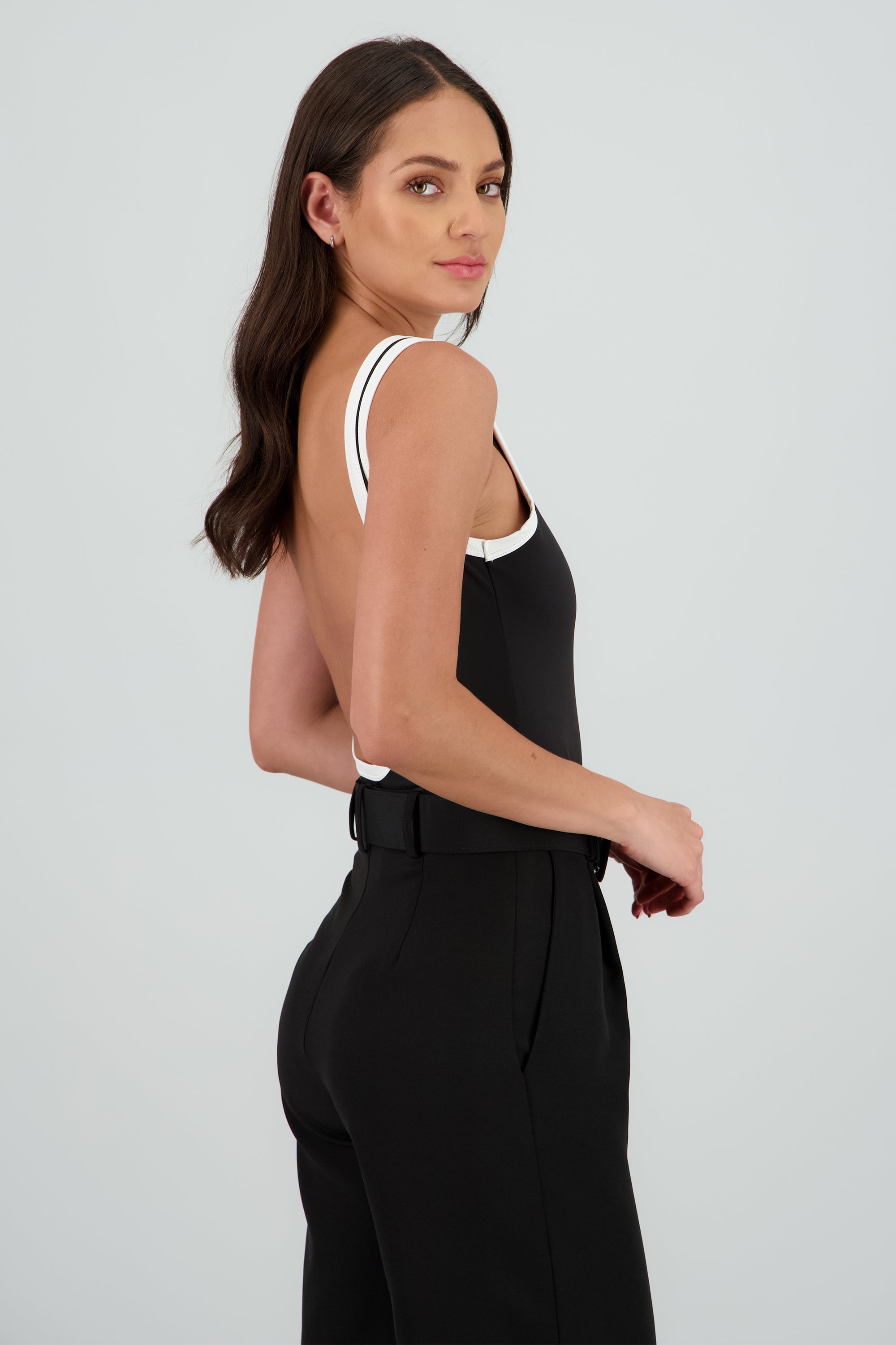 Bodysuit sin mangas contraste NEGRO COMBO