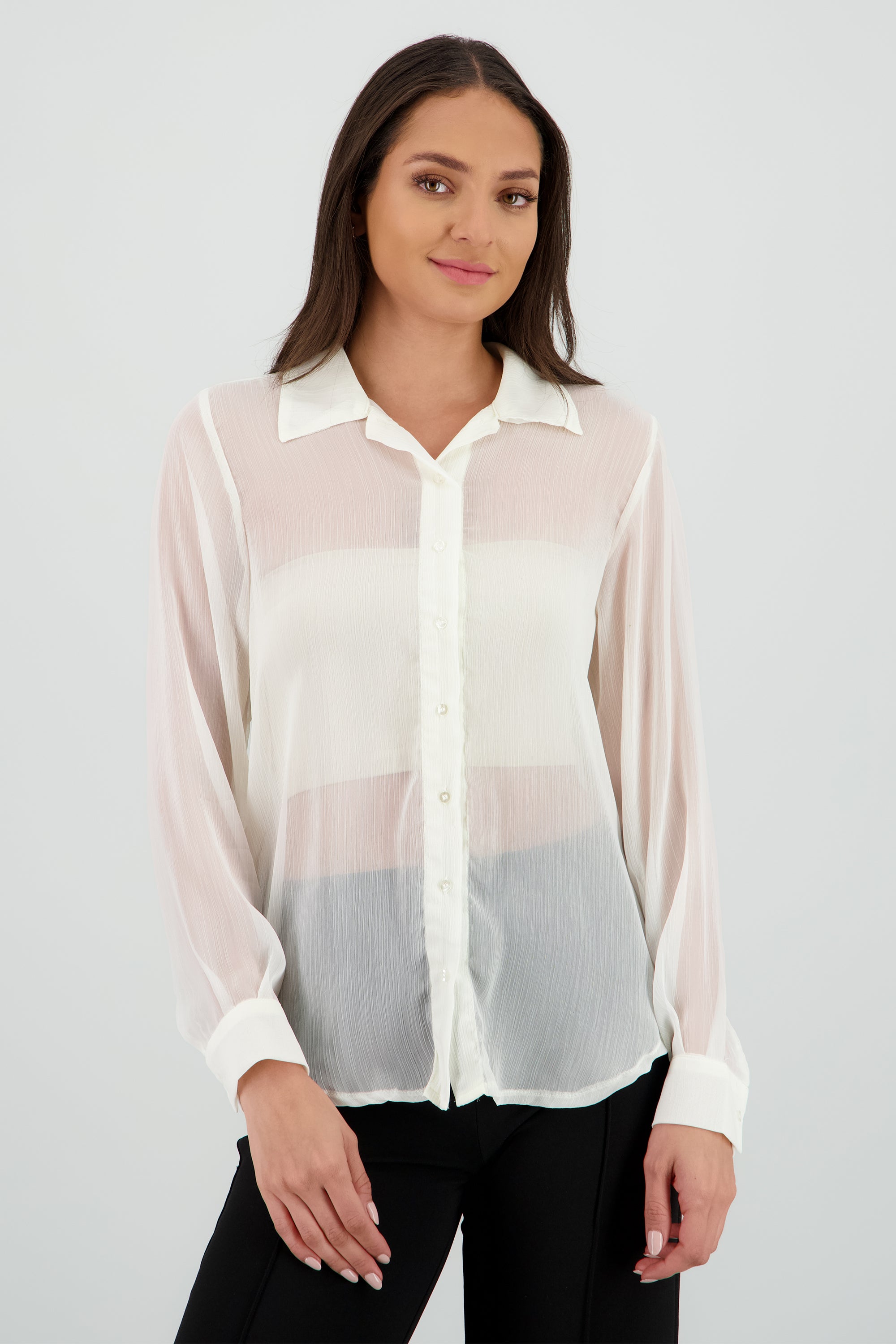 Camisa con transparencia oversized BLANCO