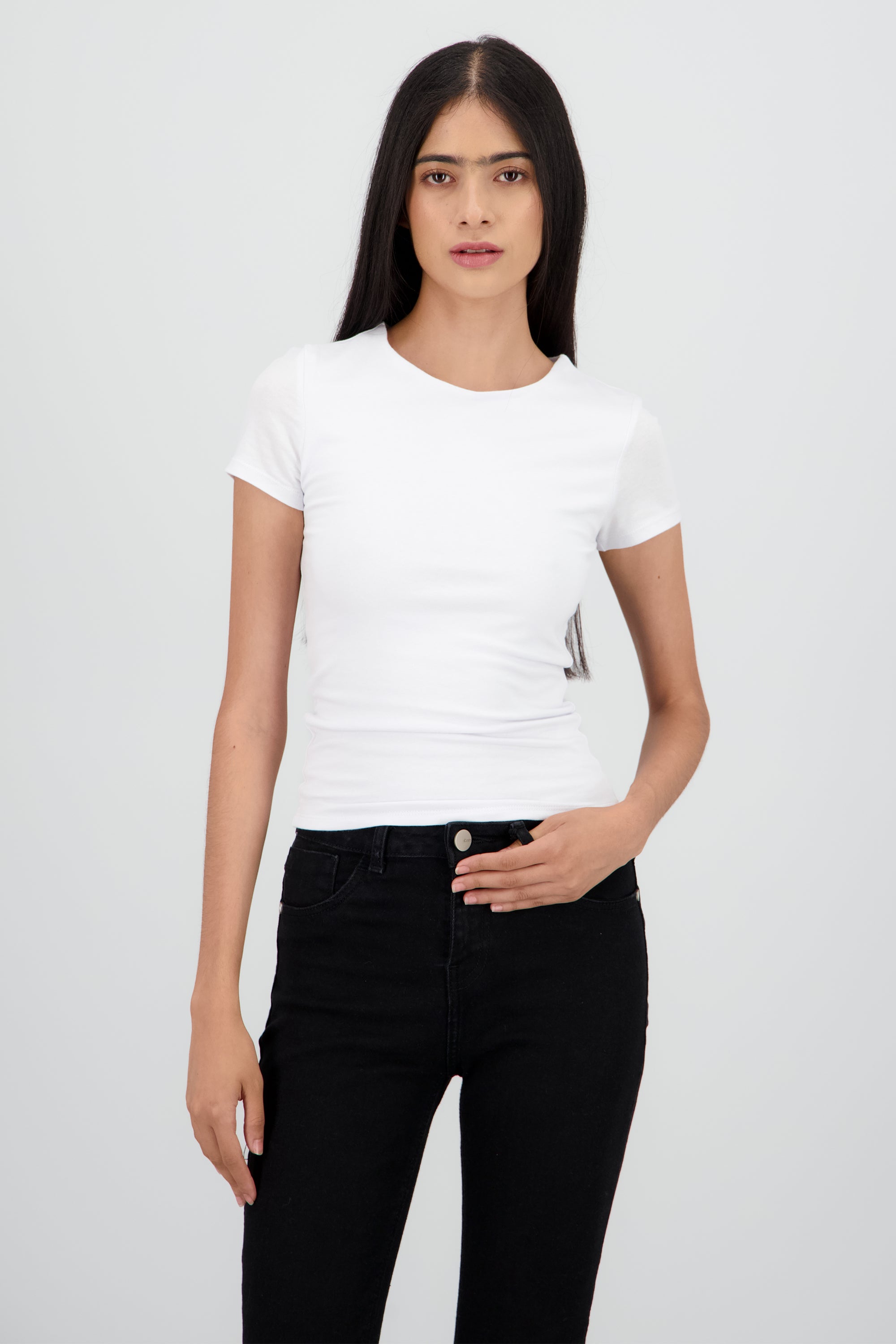 Playera lisa escote redondo BLANCO