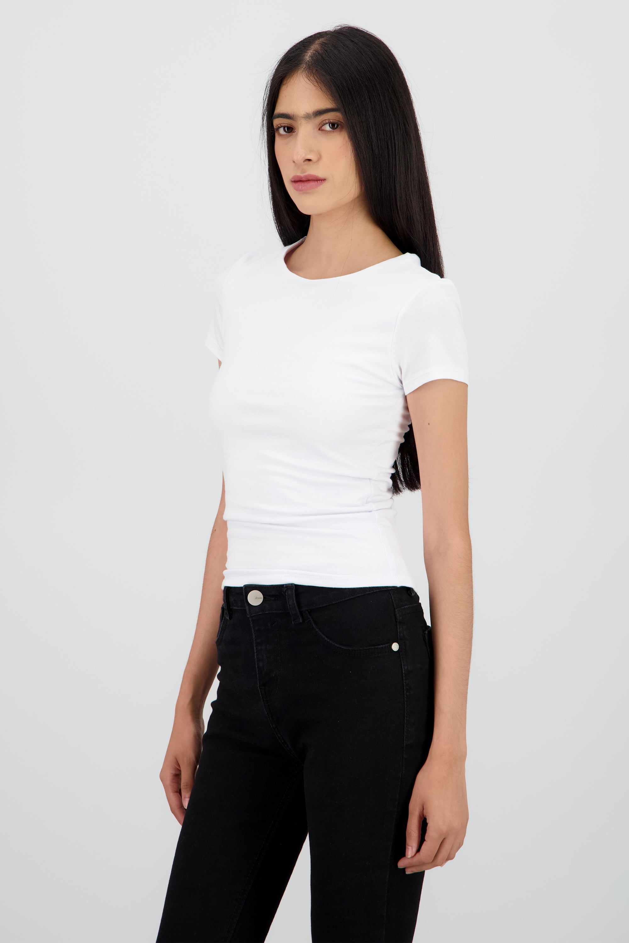 Playera lisa escote redondo BLANCO
