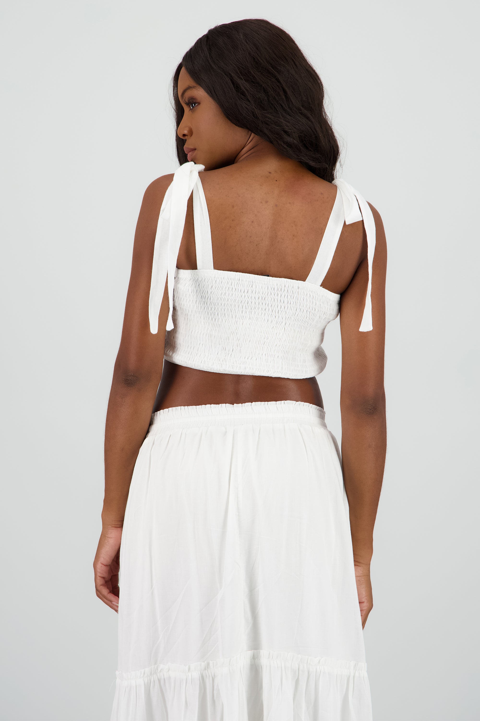 Top smock tirantes moño BLANCO