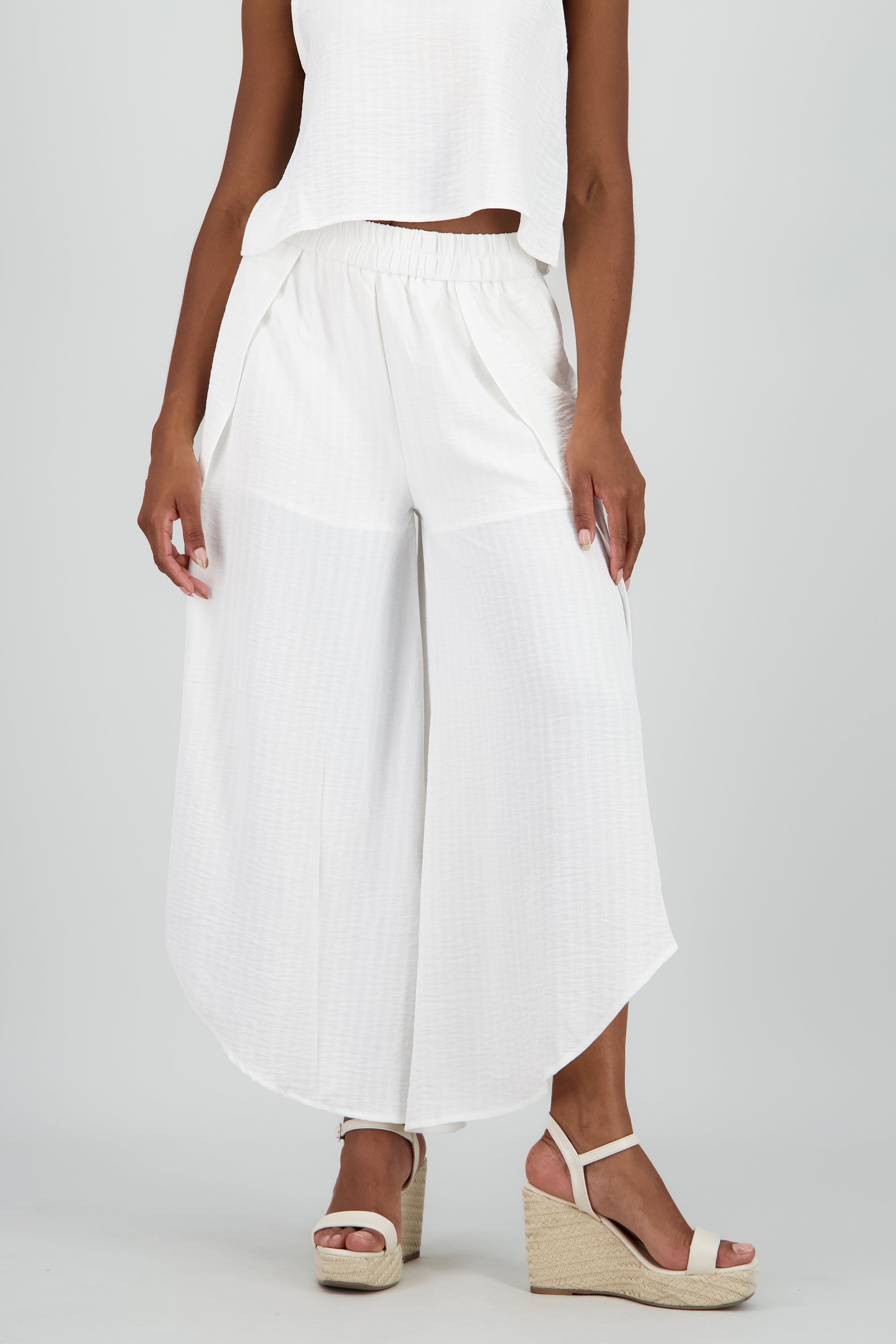 Pantalon fluido detalle pierna BLANCO