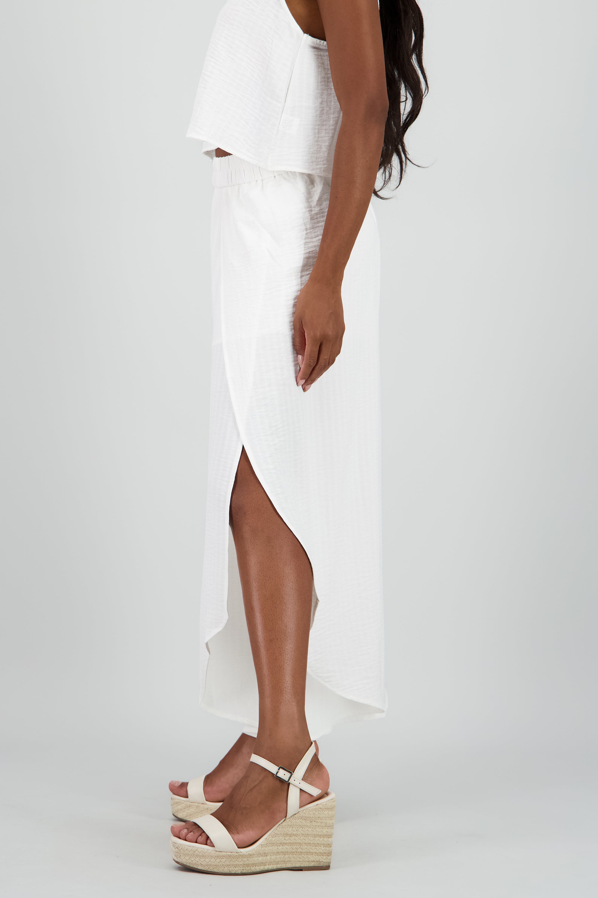 Pantalon fluido detalle pierna BLANCO