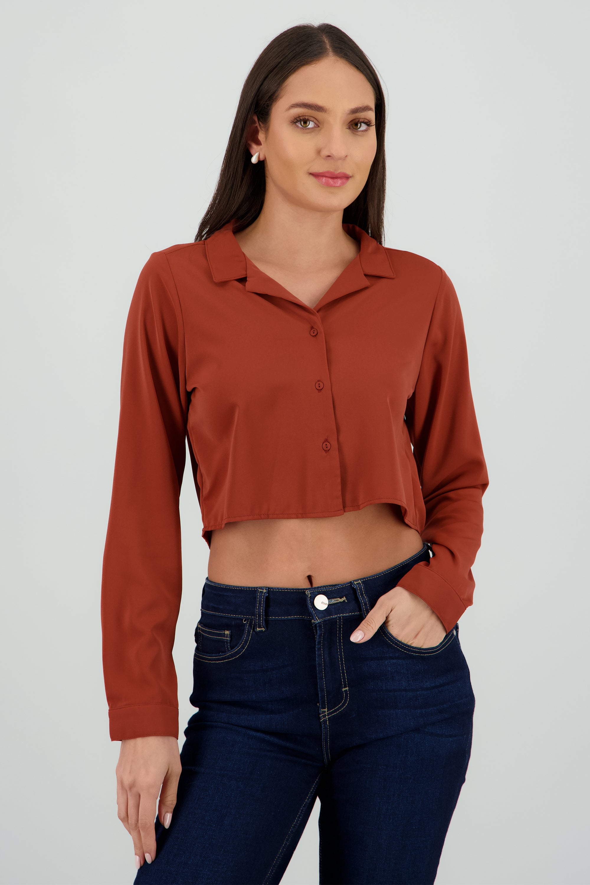 Camisa lisa manga larga CAFE