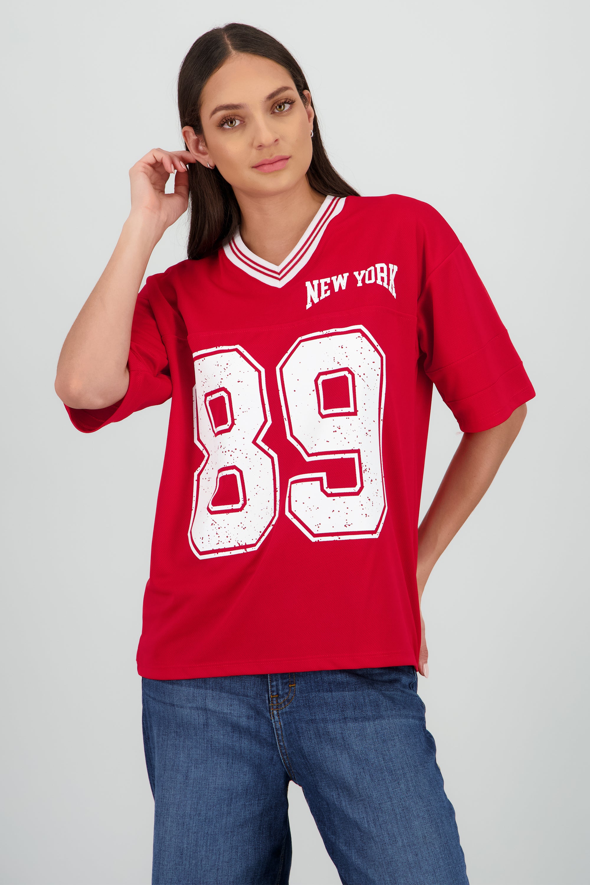 Playera oversize estampado numero ROJO