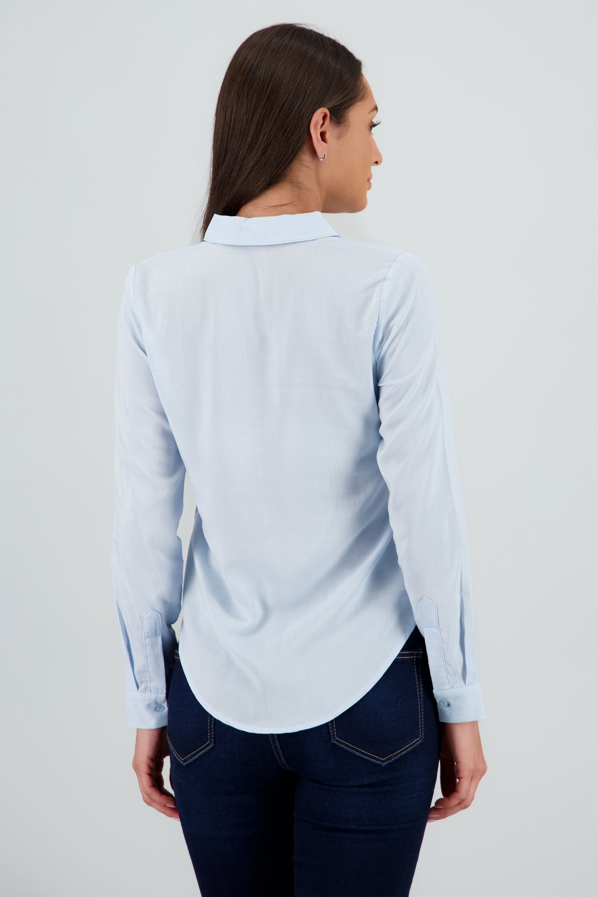 Camisa lisa manga larga AZUL CIELO