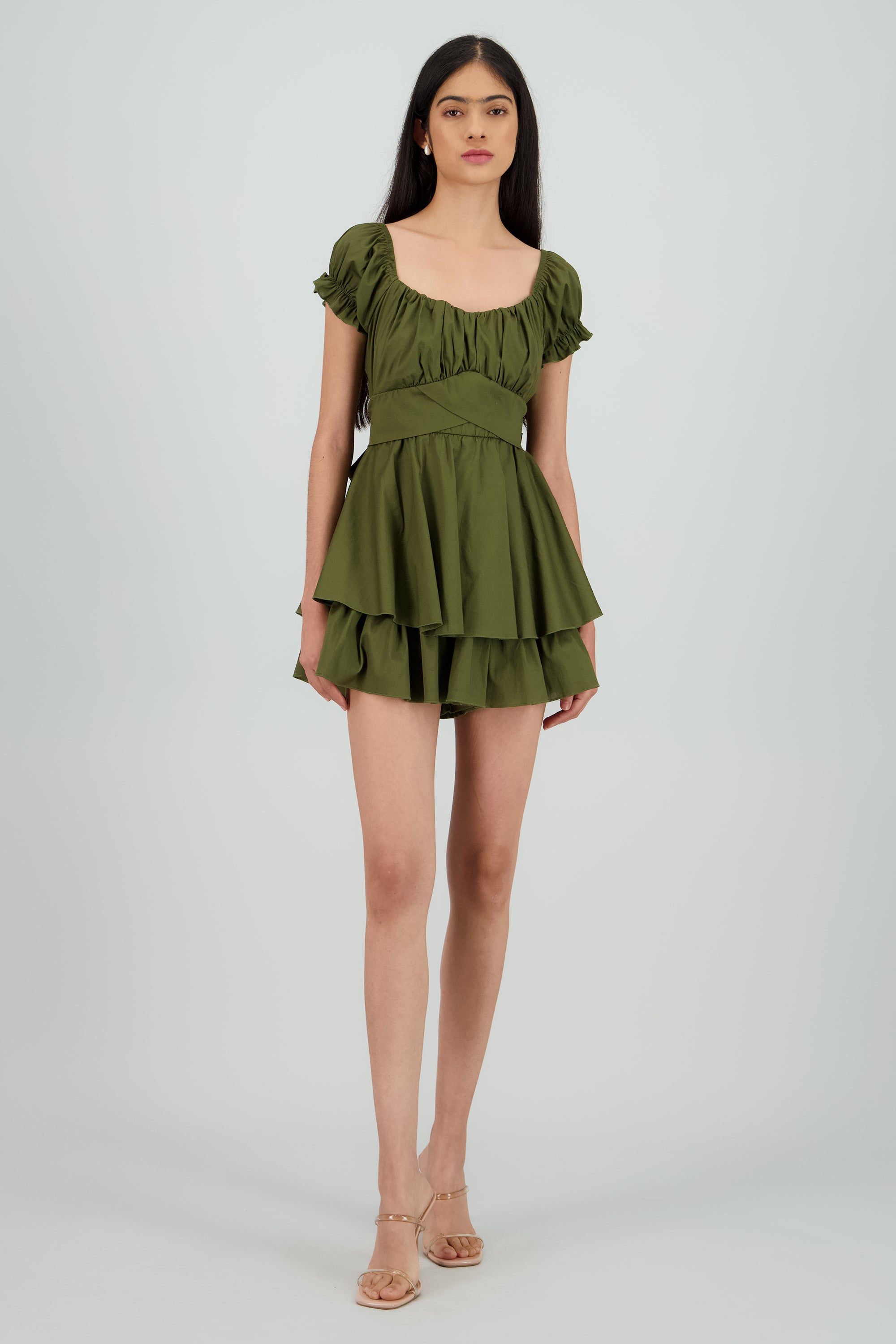 Vestido olanes manga corta OLIVO