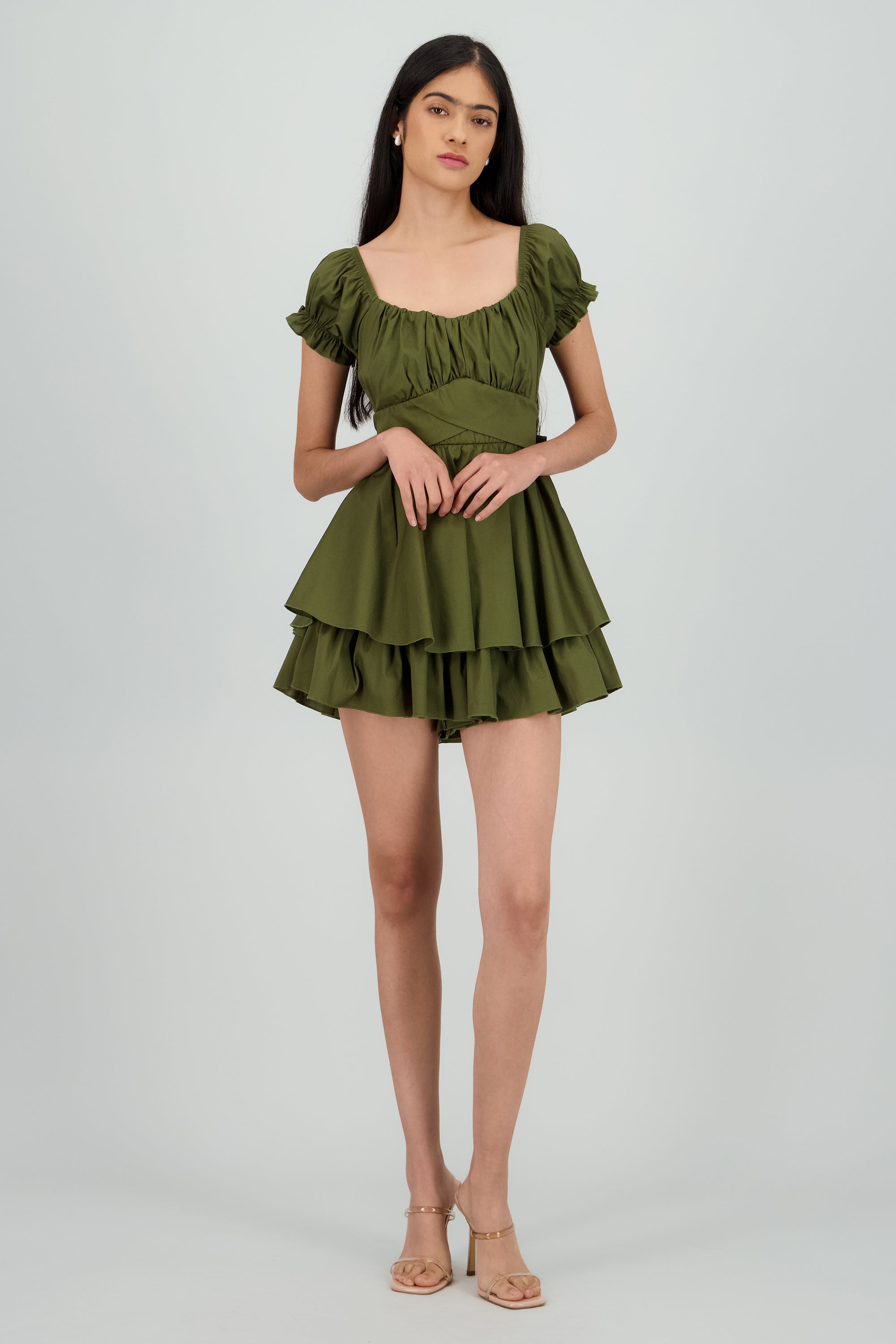 Vestido olanes manga corta OLIVO