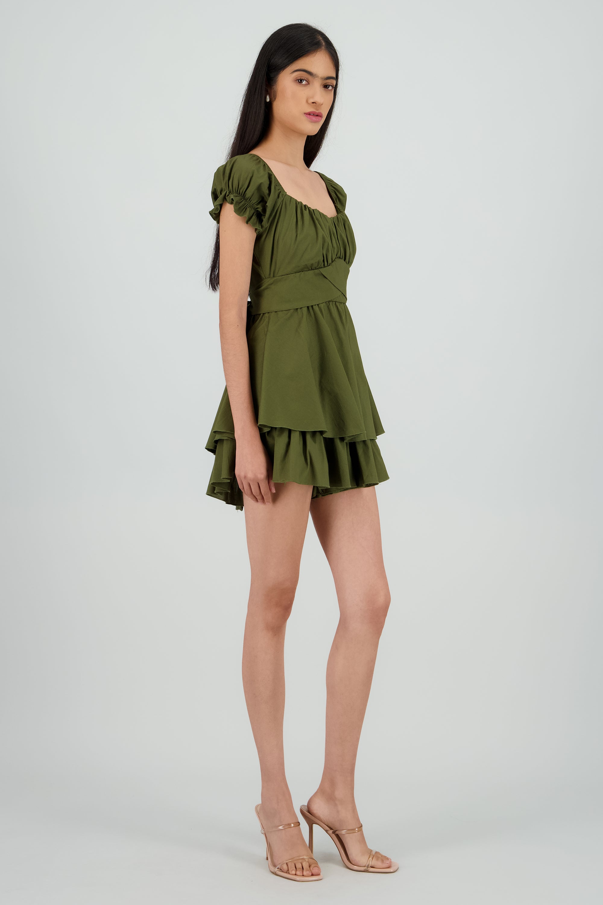 Vestido olanes manga corta OLIVO