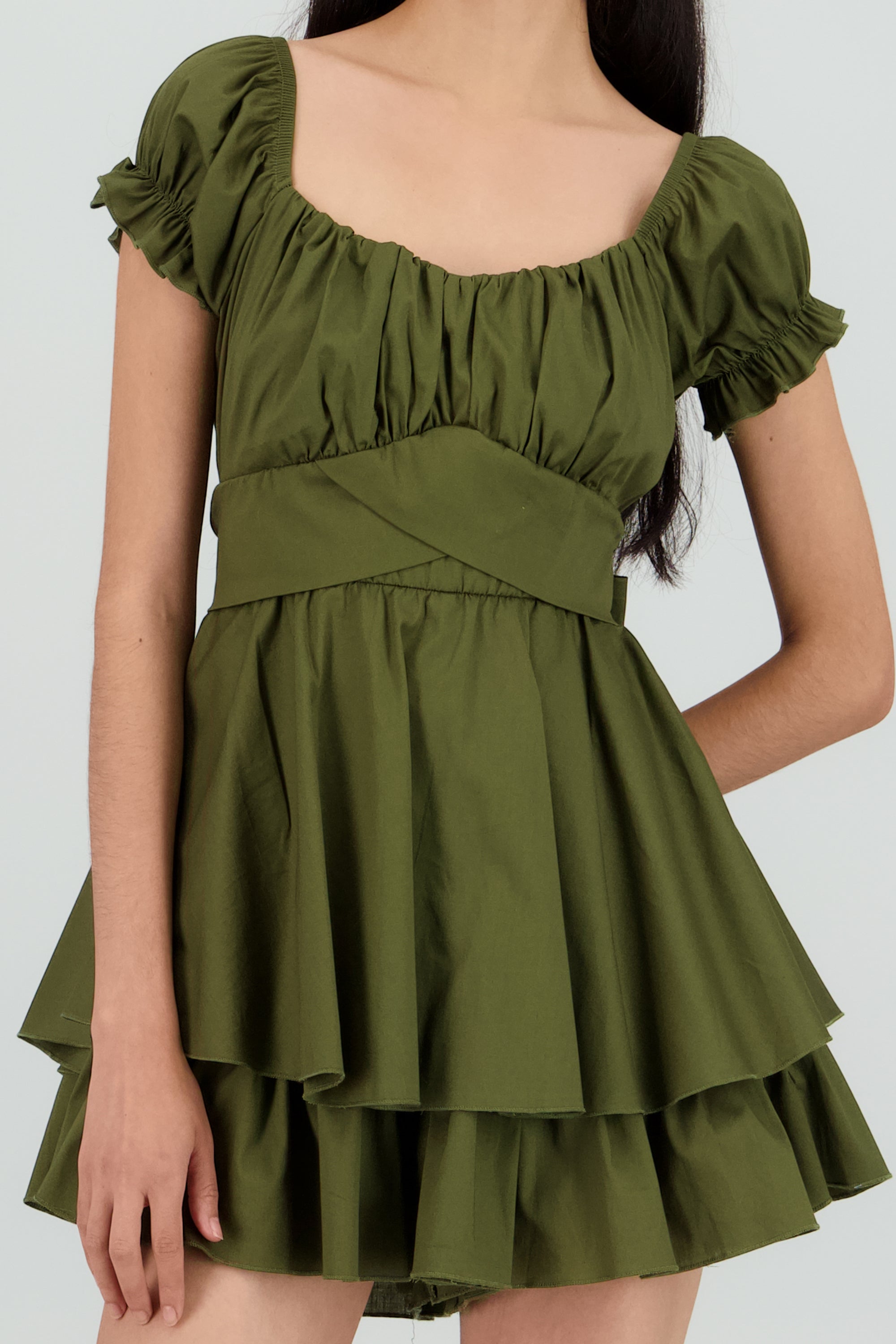 Vestido olanes manga corta OLIVO