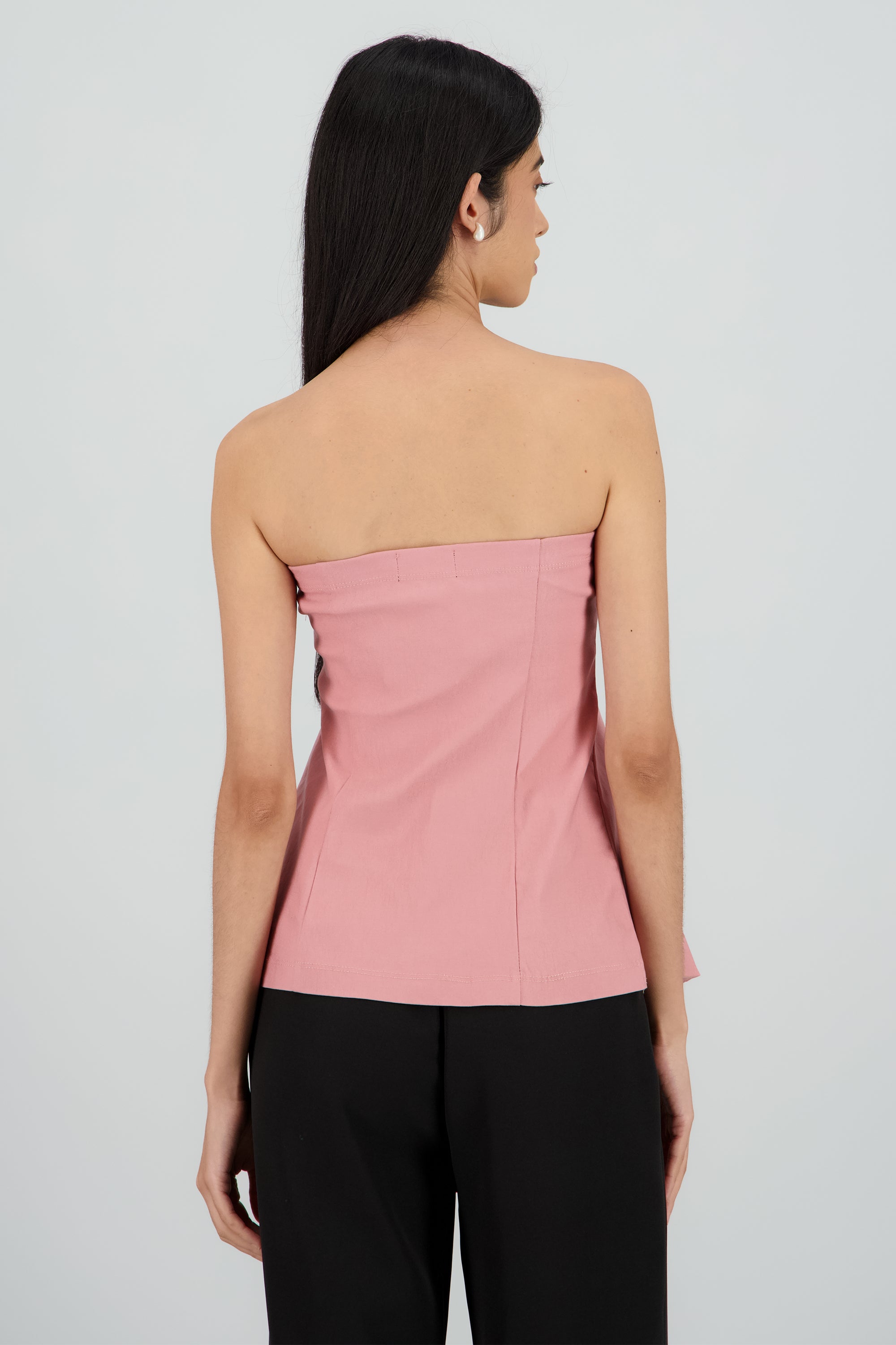 Top strapless detalle botones PALO DE ROSA