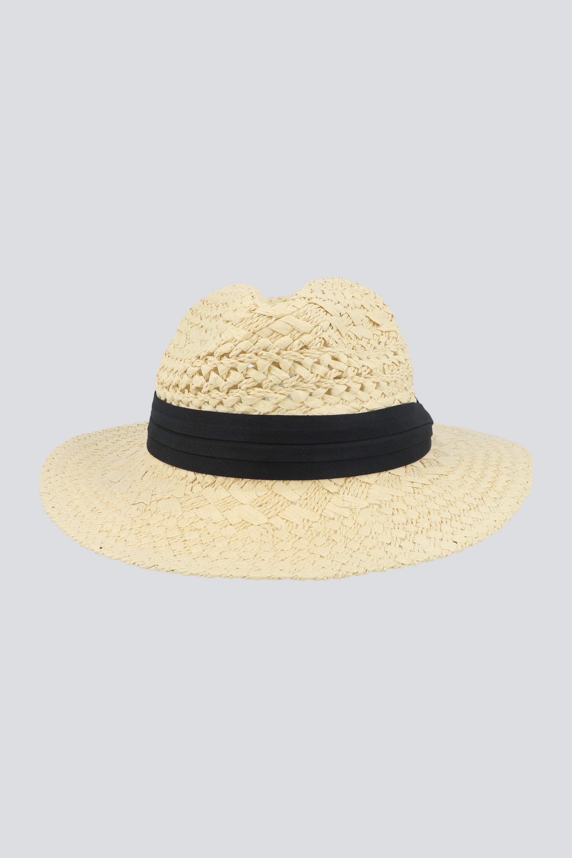 Sombrero tejido fedora con cinta BEIGE