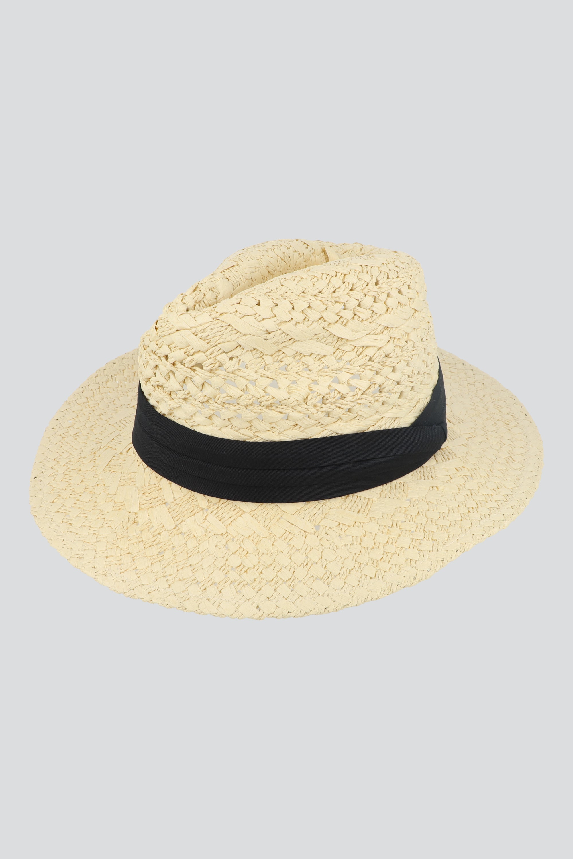 Sombrero tejido fedora con cinta BEIGE