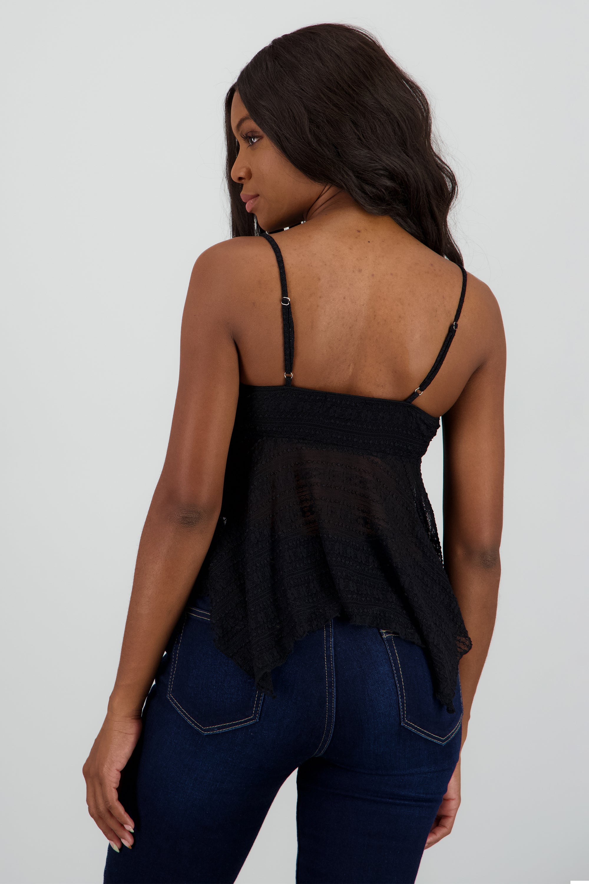 Blusa asimetrica encaje NEGRO