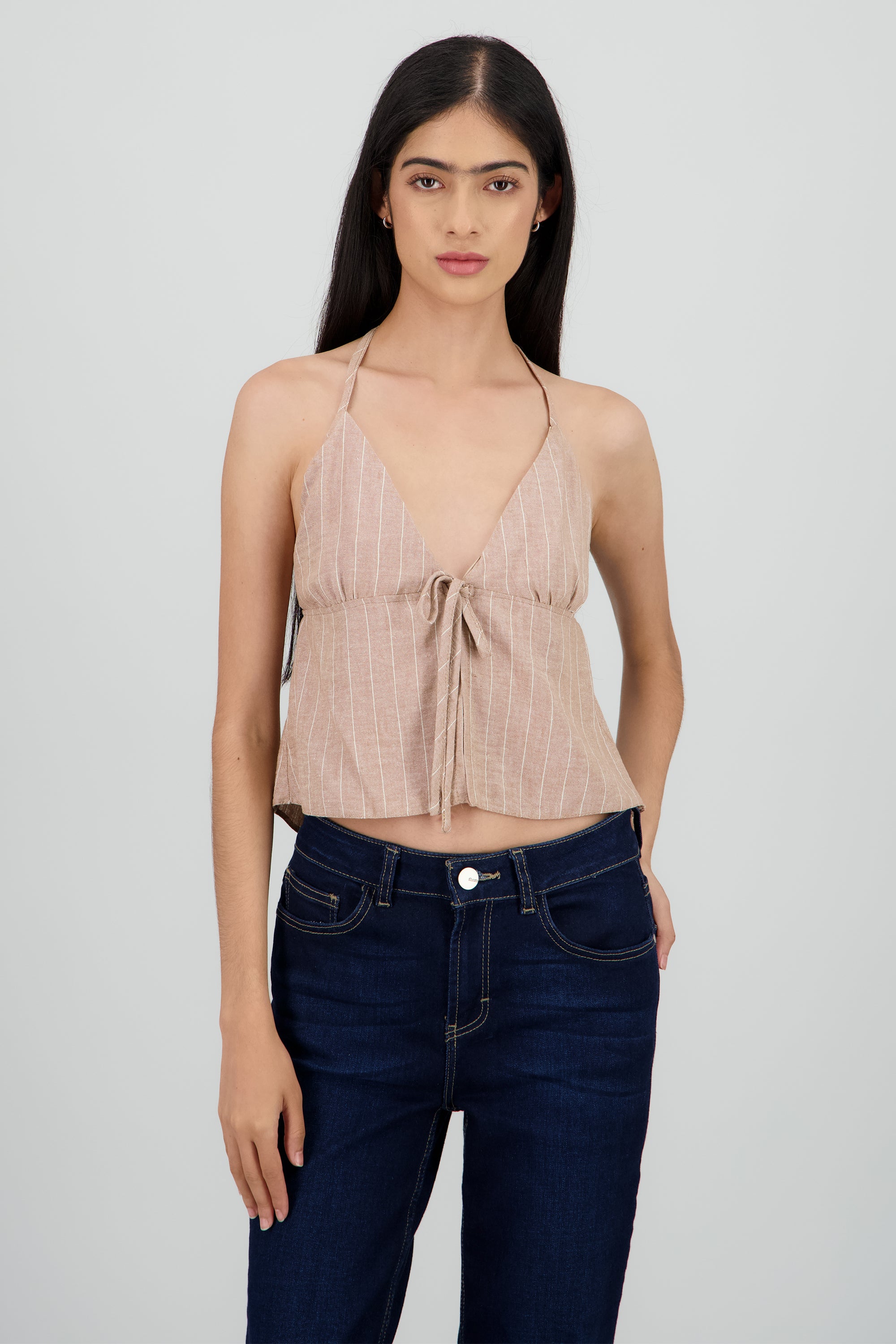 Top rayas det moño BEIGE